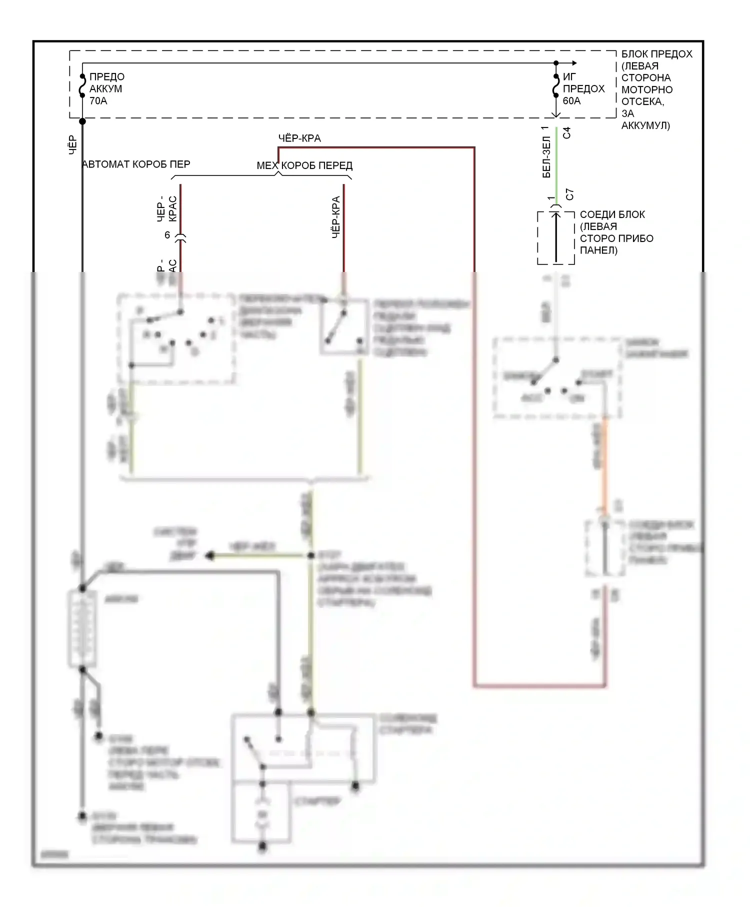 Metro Chevrolet I (1997-2001): Электросхема стартера 