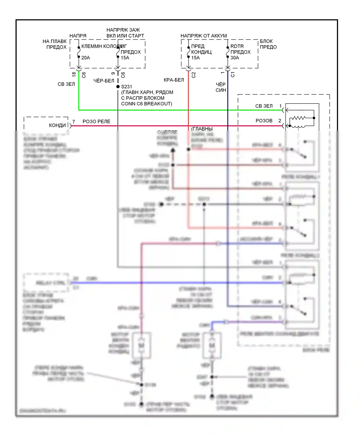 Metro Chevrolet I (1997-2001): Электросхема вентилятора охлаждения 