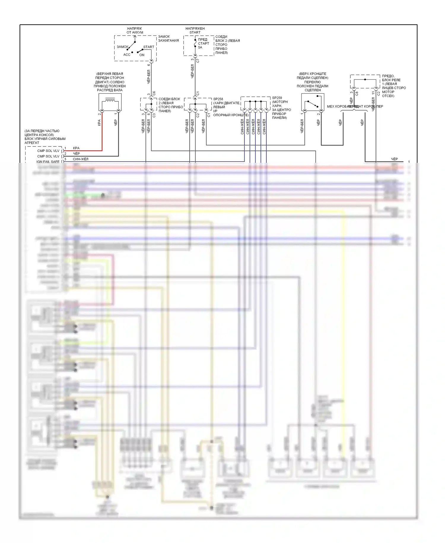Prizm Chevrolet I (1997-2002): Электросхема двигателя 1.8l vin 8s, без 4-ступенчатой автоматической коробки передач (1 из 3) 