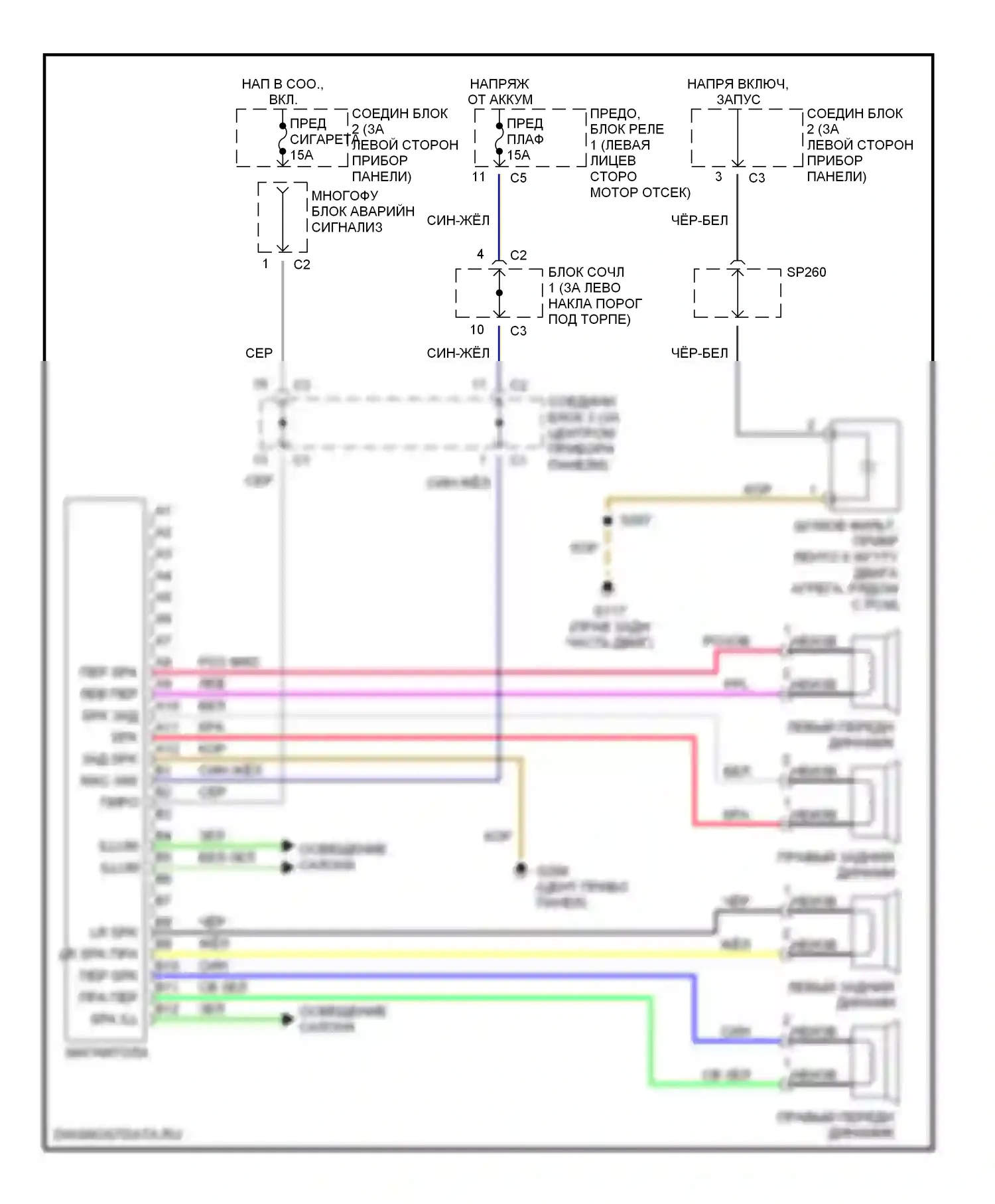 Prizm Chevrolet I (1997-2002): Магнитола электросхем 