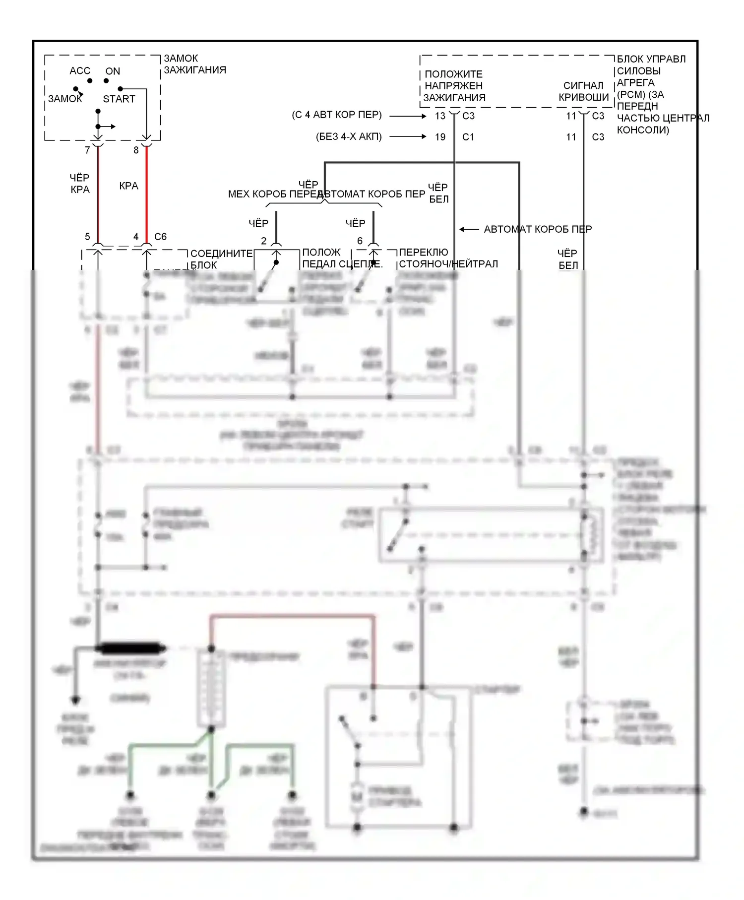 Prizm Chevrolet I (1997-2002): Электросхема стартера 