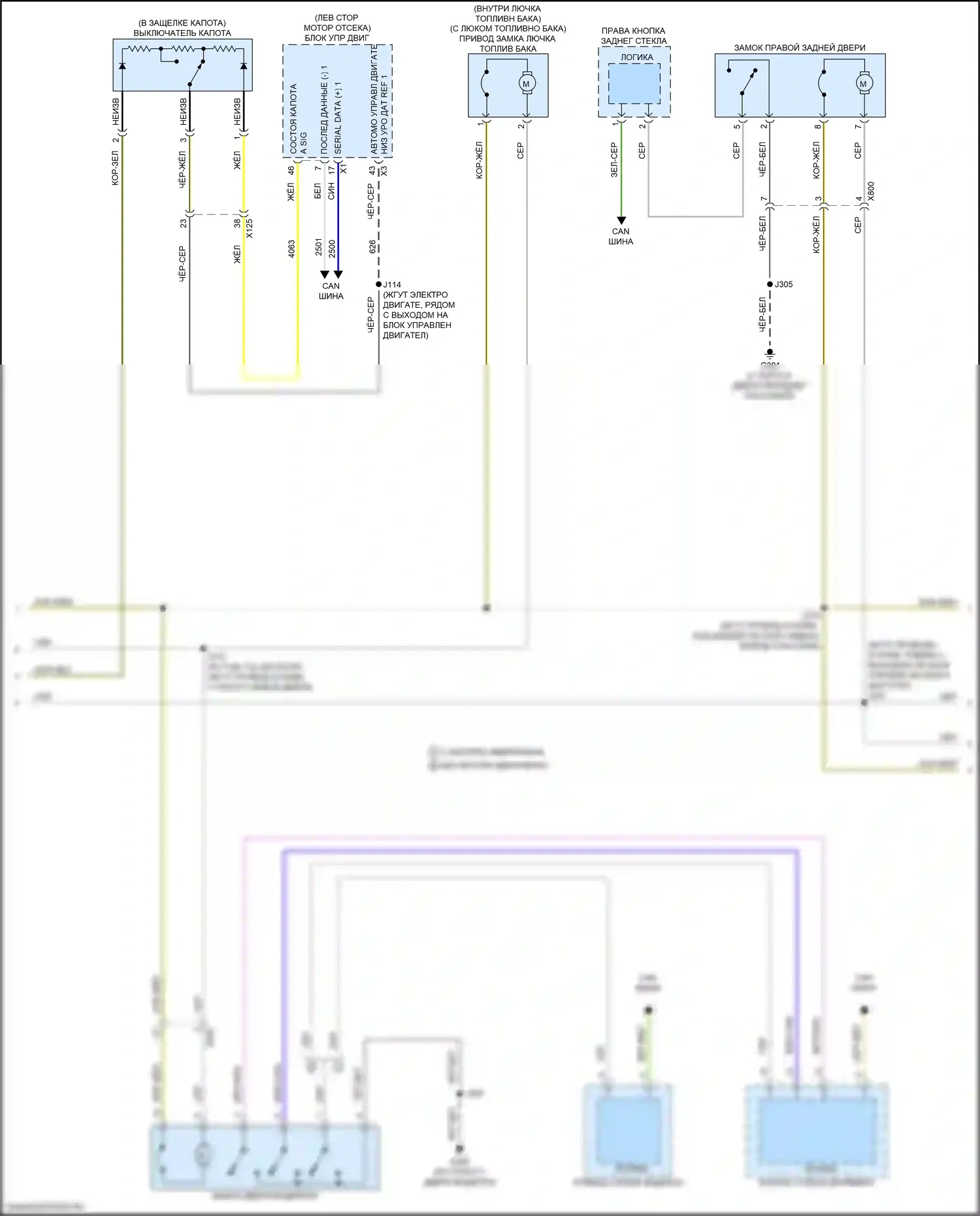 Seeker Chevrolet I (2022-2024): Электросхема с защитой от взлома, без пассивного бесключевого ввода (2 из 3) 