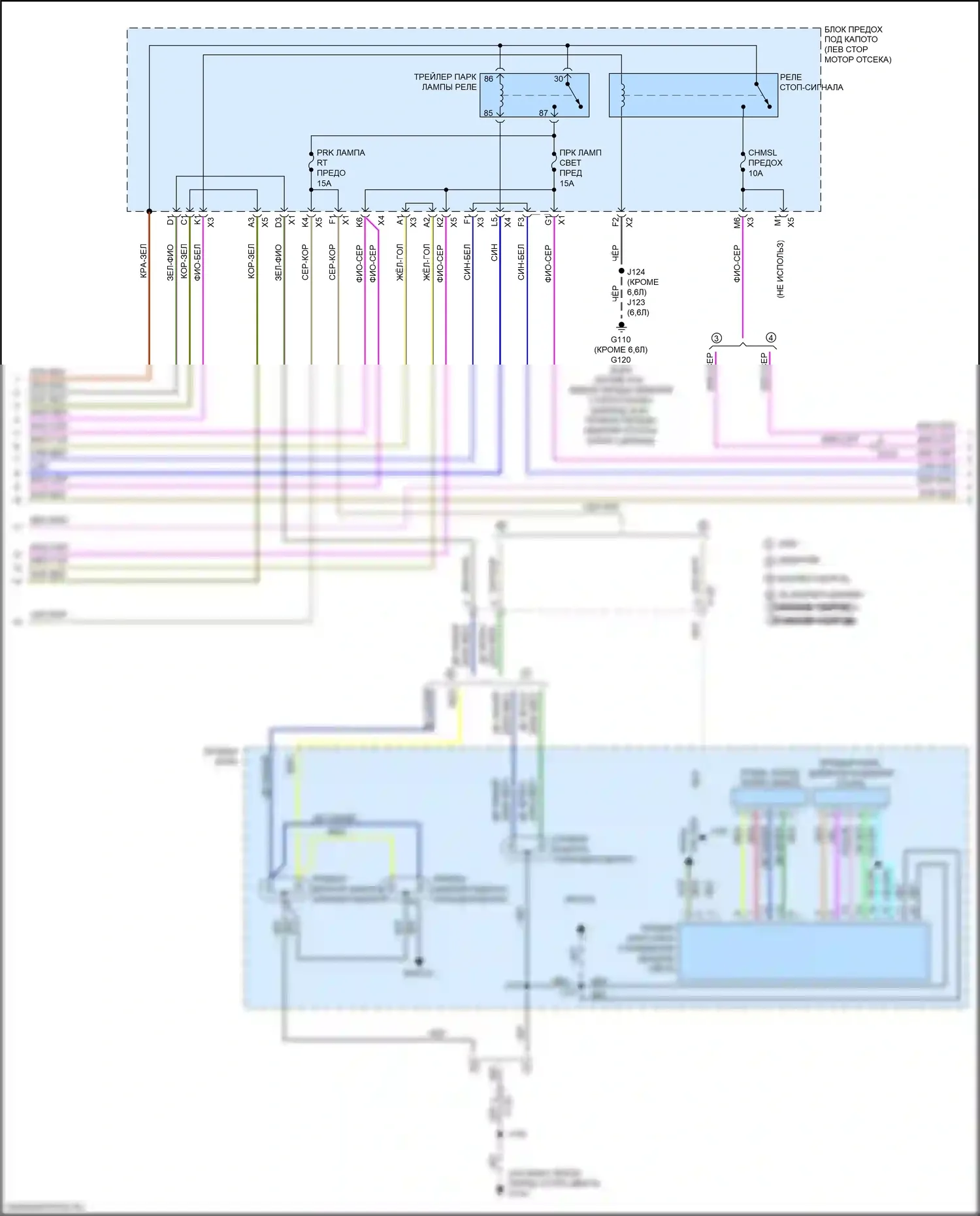 Silverado Chevrolet GMT K2XX рестайлинг (2015-2019): Электросхема внешних светильников (6 из 7) 