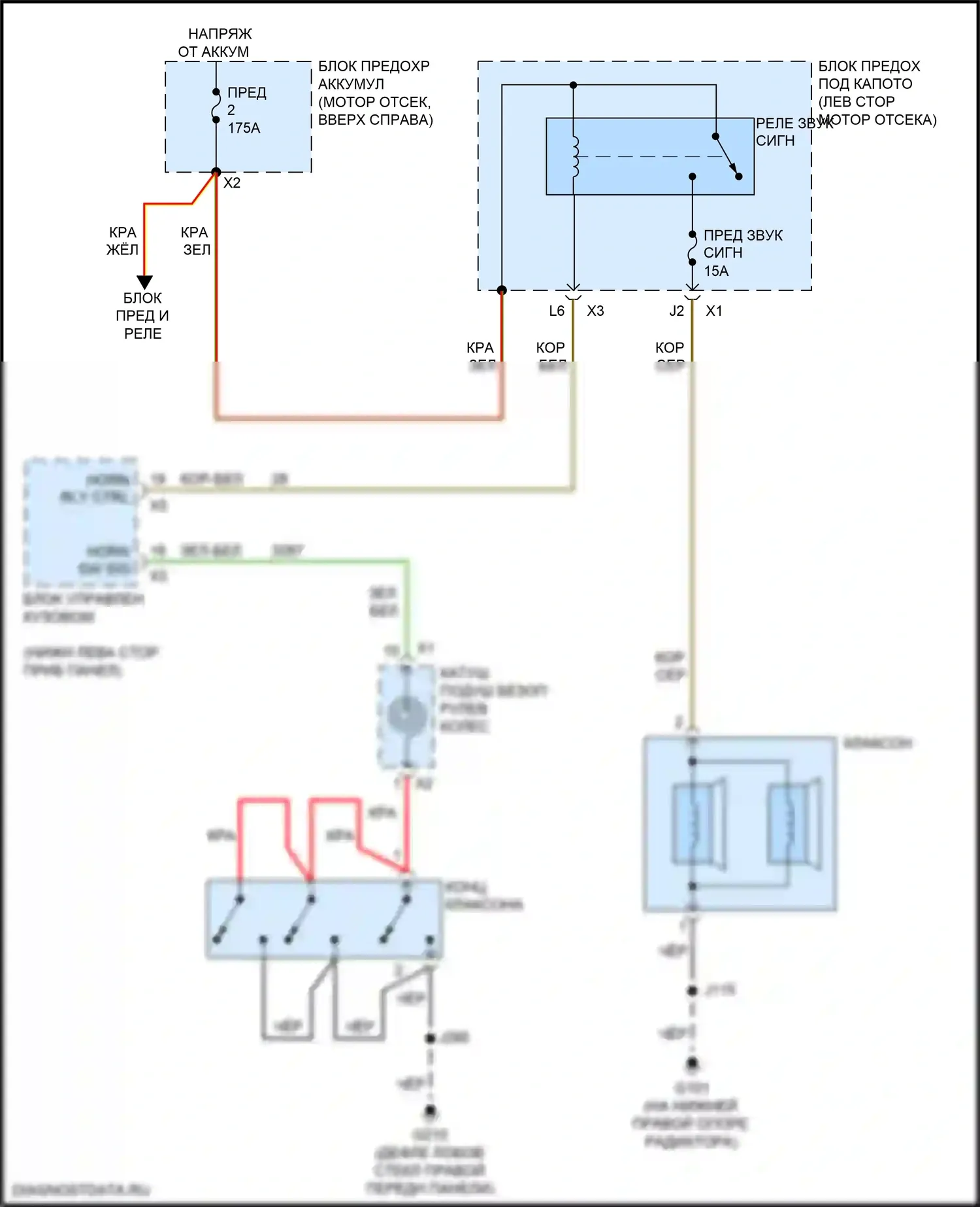 Silverado Chevrolet GMT K2XX рестайлинг (2015-2019): Электросхема клаксона 