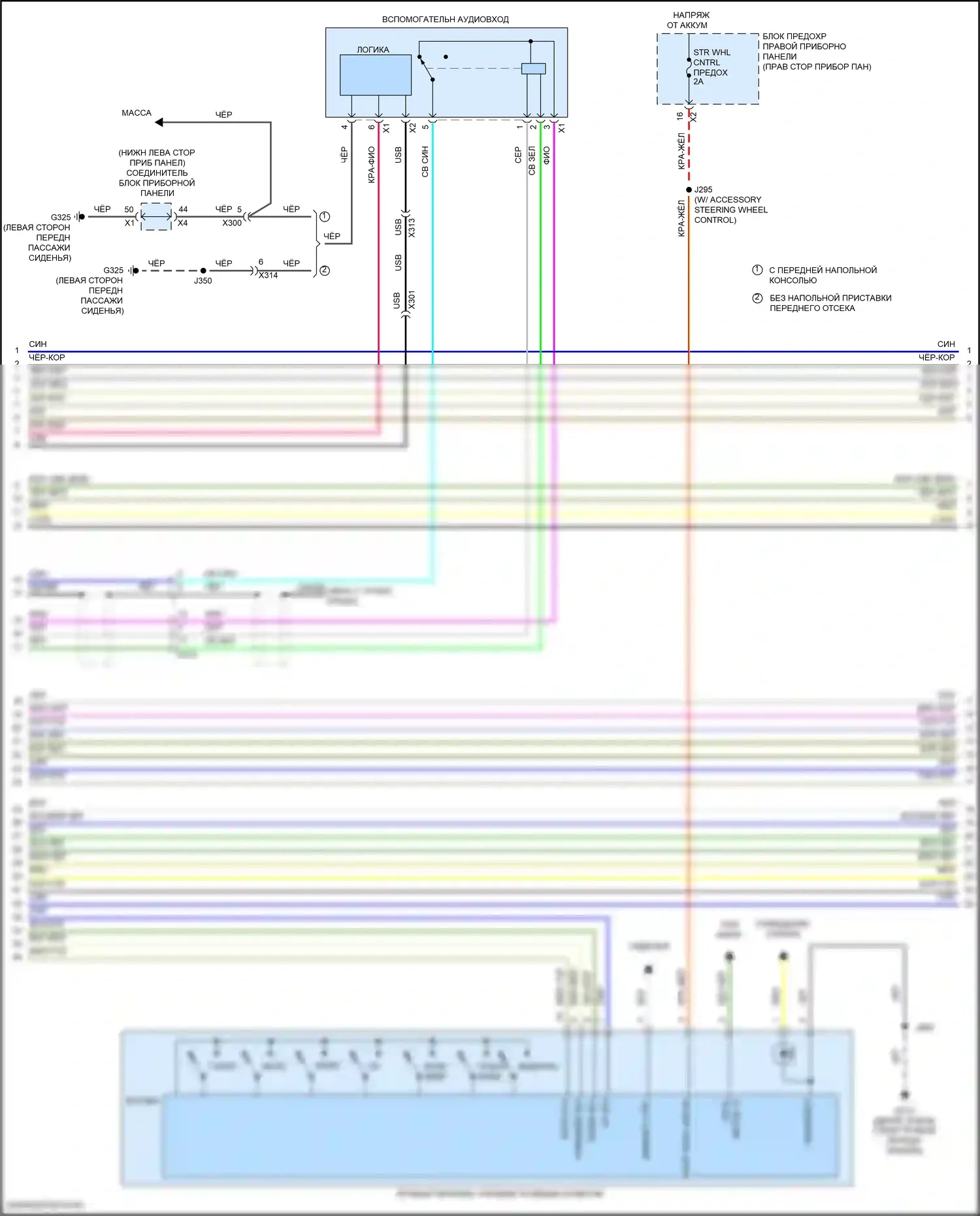Silverado Chevrolet GMT K2XX рестайлинг (2015-2019): Электросхема магнитолы, средний уровень (2 из 3) 