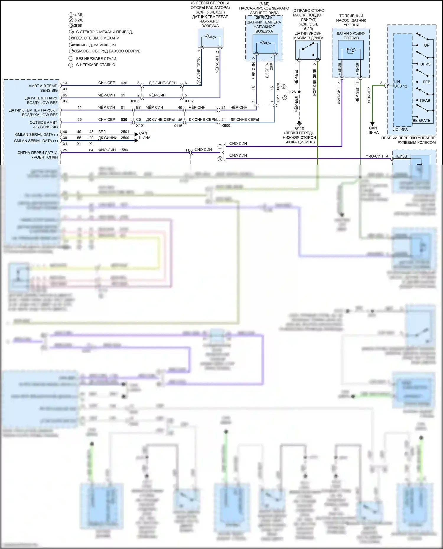 Silverado Chevrolet GMT K2XX рестайлинг (2015-2019): Электросхема приборной панели (2 из 2) 