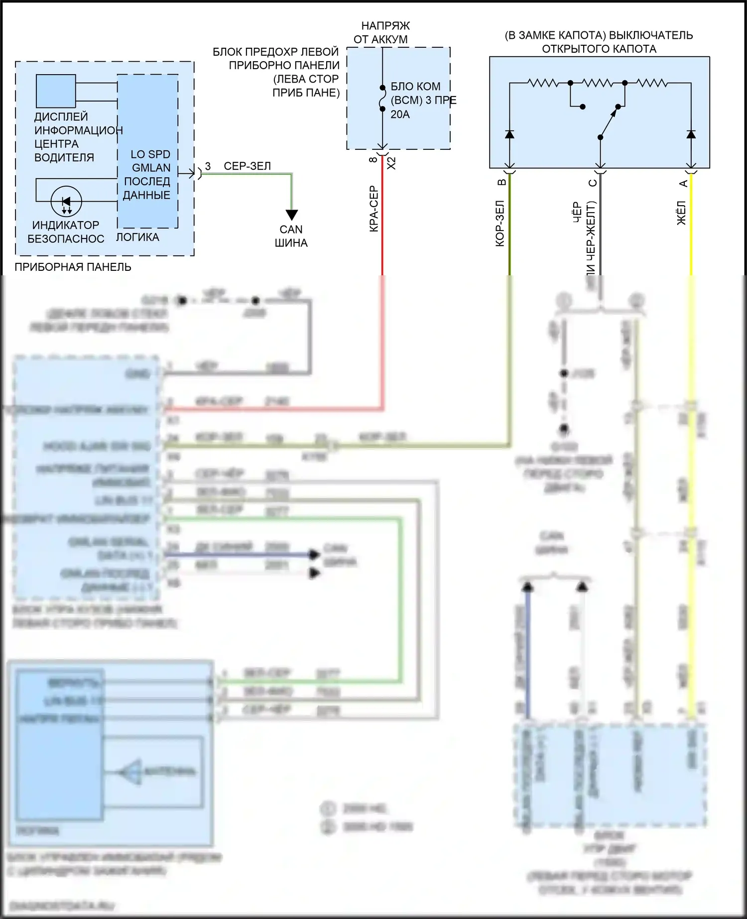 Silverado Chevrolet GMT K2XX рестайлинг (2015-2019): Электросхема пассажирского ключа 