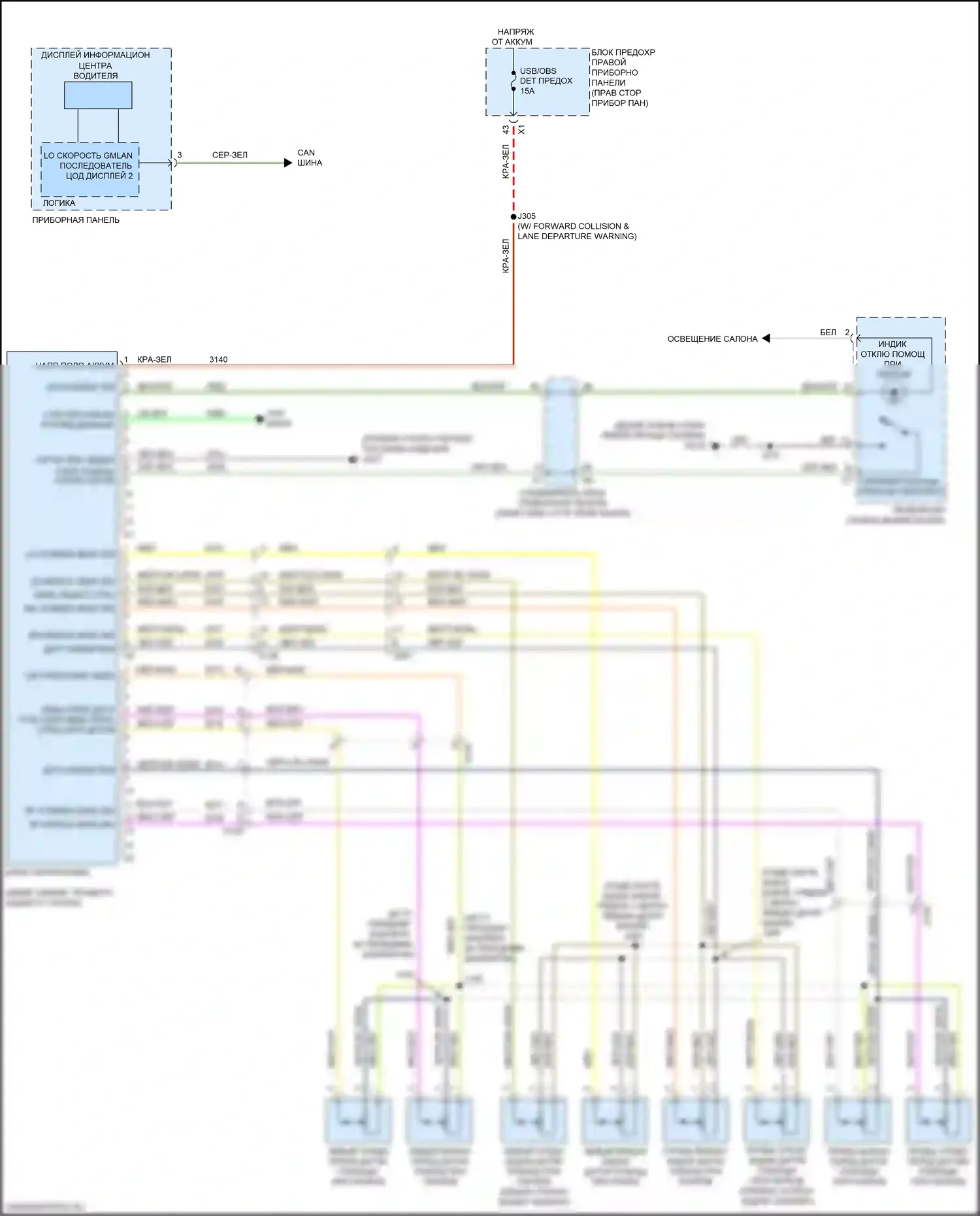 Silverado Chevrolet GMT K2XX рестайлинг (2015-2019): Электросхема парктроника 