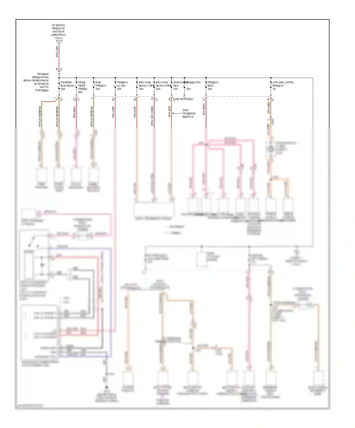 Silverado Chevrolet GMT K2XX (2013-2015): Электросхема блока предохранителей реле (4 из 5) 