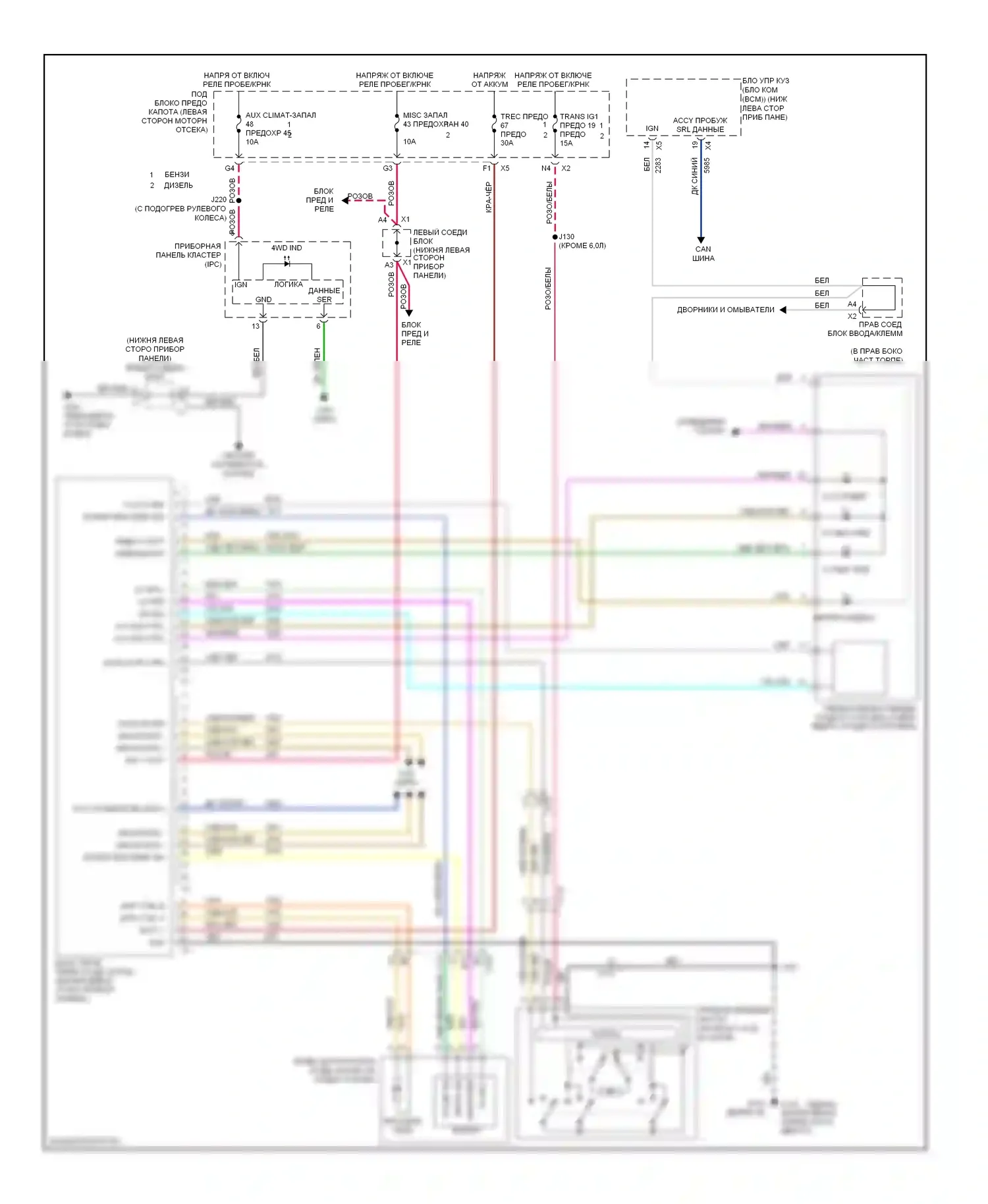 Silverado Chevrolet GMT K2XX (2013-2015): 6,0л vin b, электросхема разводки раздаточной коробки, 2-ступенчатый автомат 