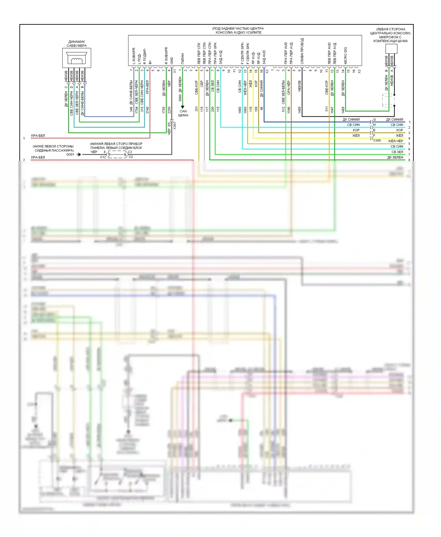 Silverado Chevrolet GMT K2XX (2013-2015): Электросхема магнитолы, с y91 и uqa, без uys (2 из 3) 