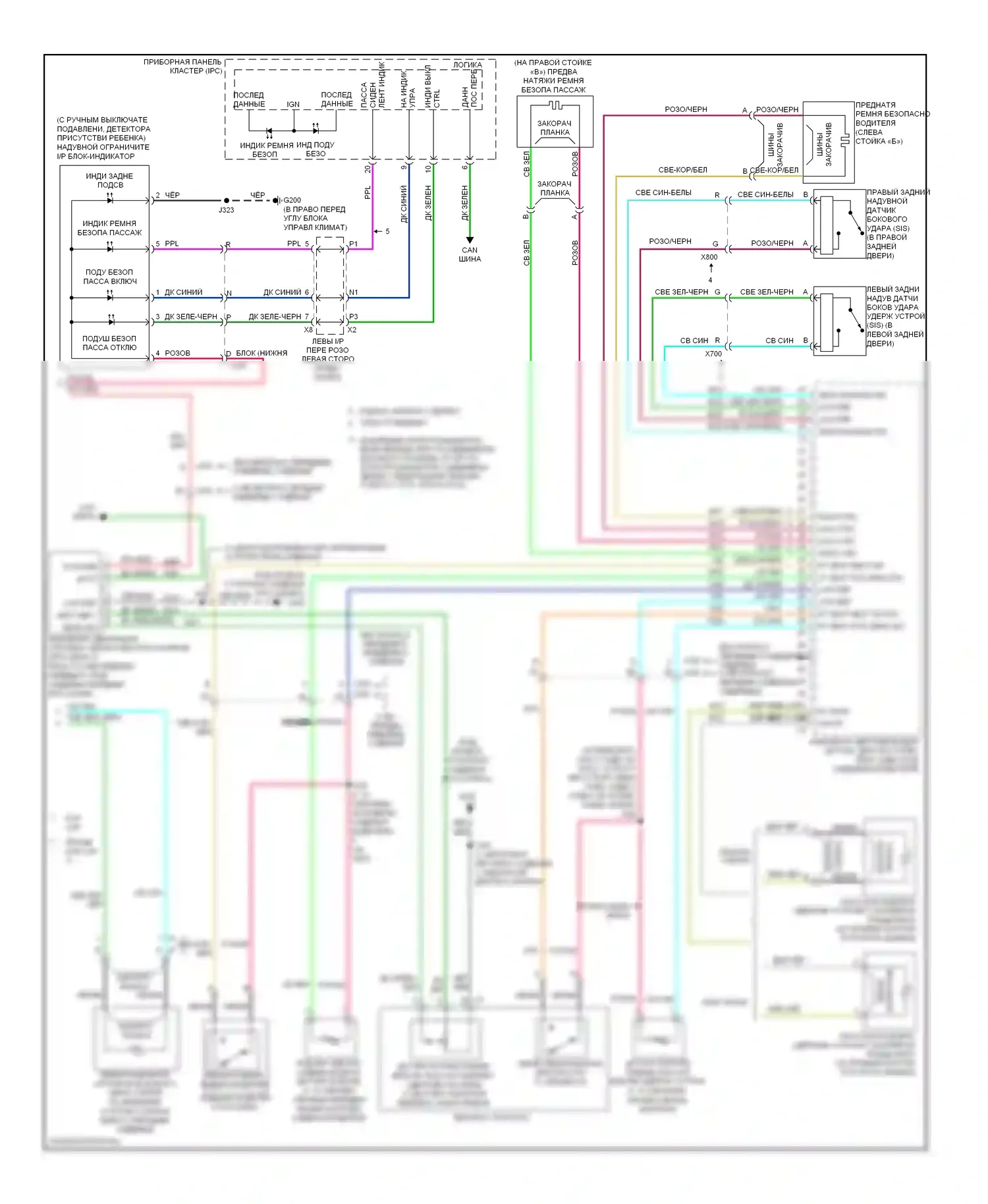 Silverado Chevrolet GMT K2XX (2013-2015): Электросхема подушек безопасности (2 из 2) 