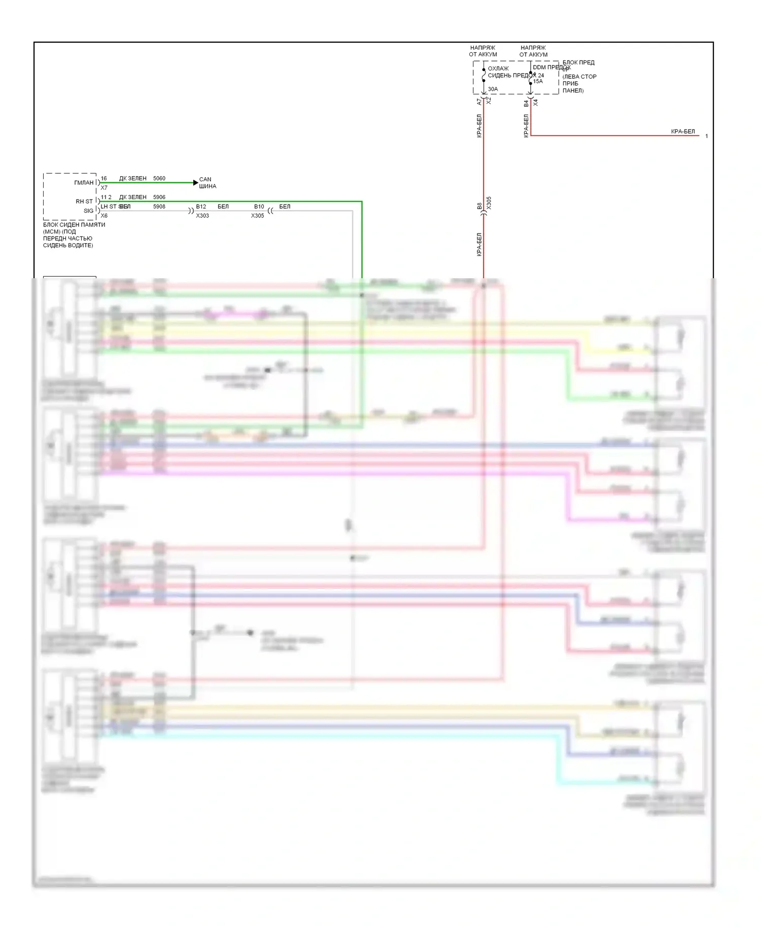 Silverado Chevrolet GMT K2XX (2013-2015): Электросхема сидений климат-контроля (1 из 2) 