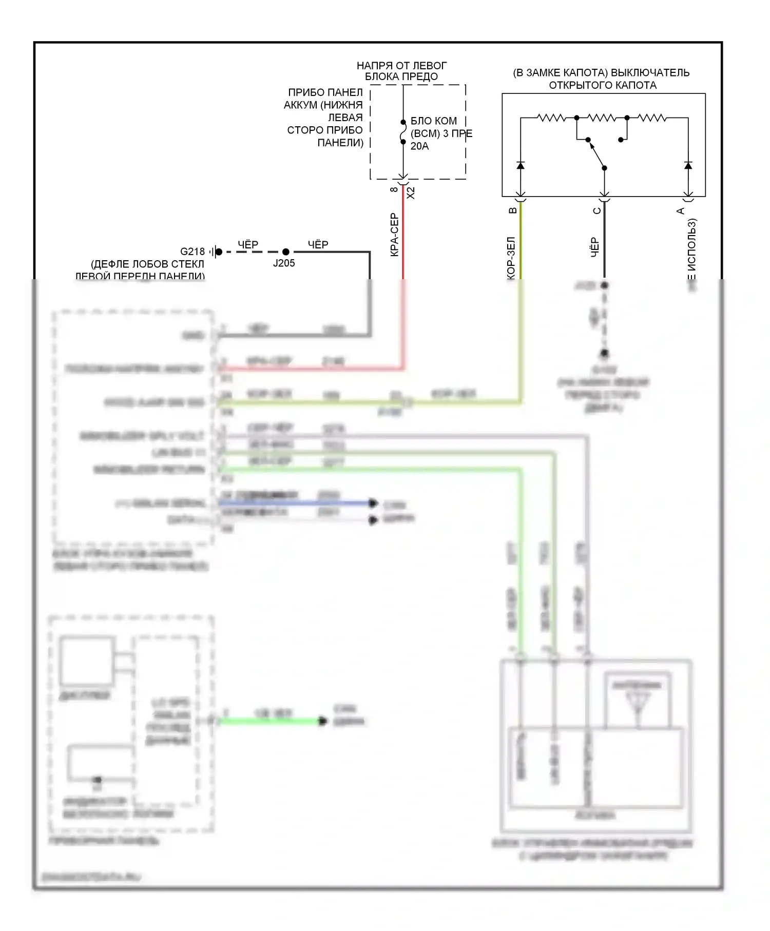 Silverado Chevrolet GMT K2XX (2013-2015): Электросхема пассажирского ключа 