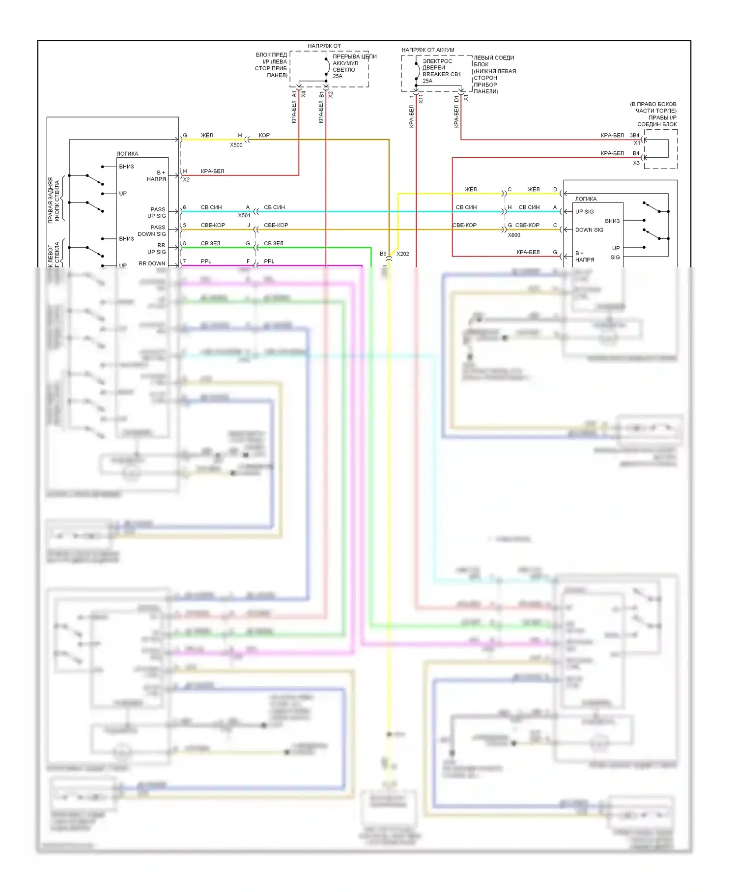 Silverado Chevrolet GMT K2XX (2013-2015): Электросхема стеклоподъемников с каркасом сиденьями и управлением зеркалами заднего вида 