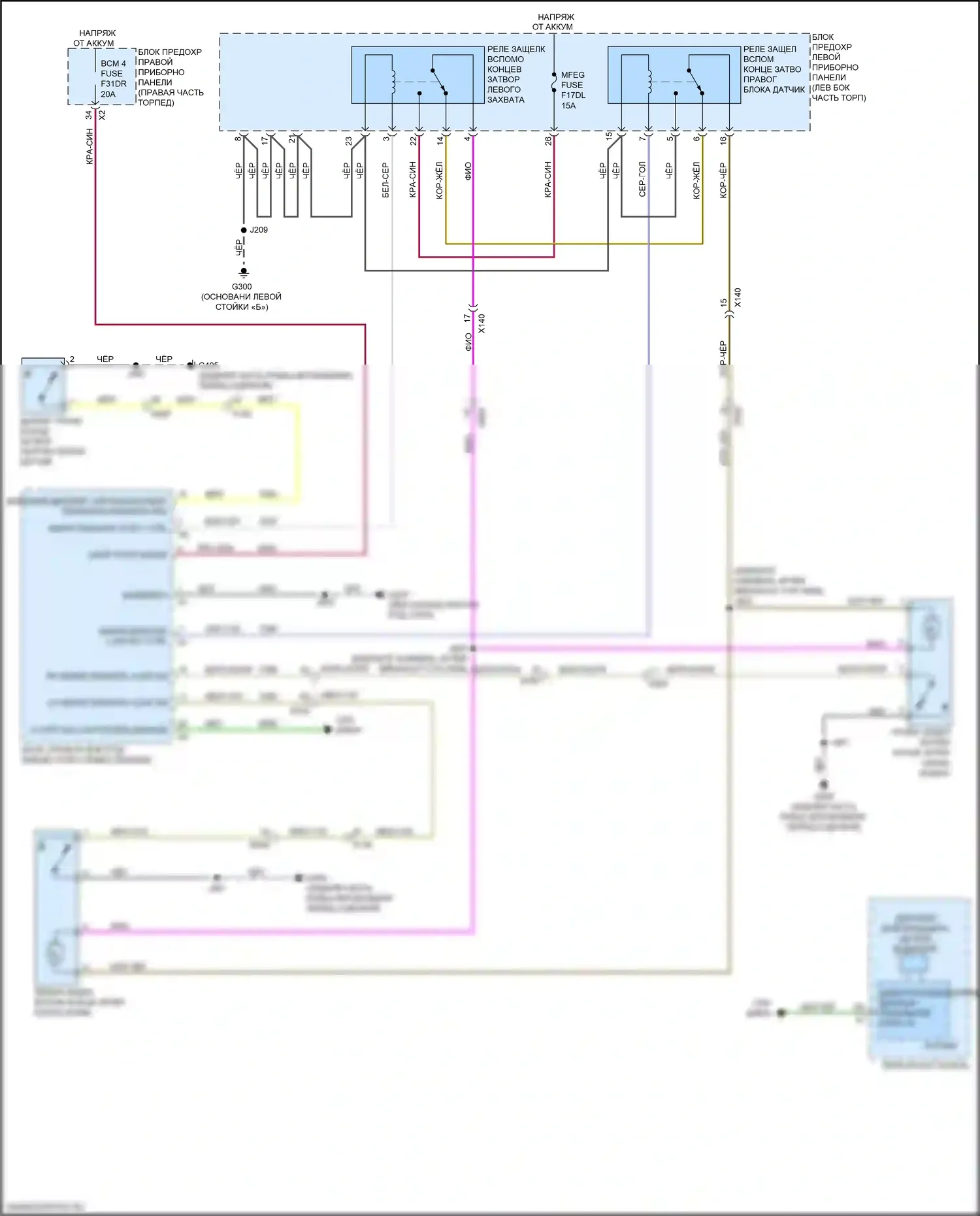 Silverado Chevrolet T1XX (2019-2022): Электросхема концевых ворот, с усиленными воротами на лобковом конце 