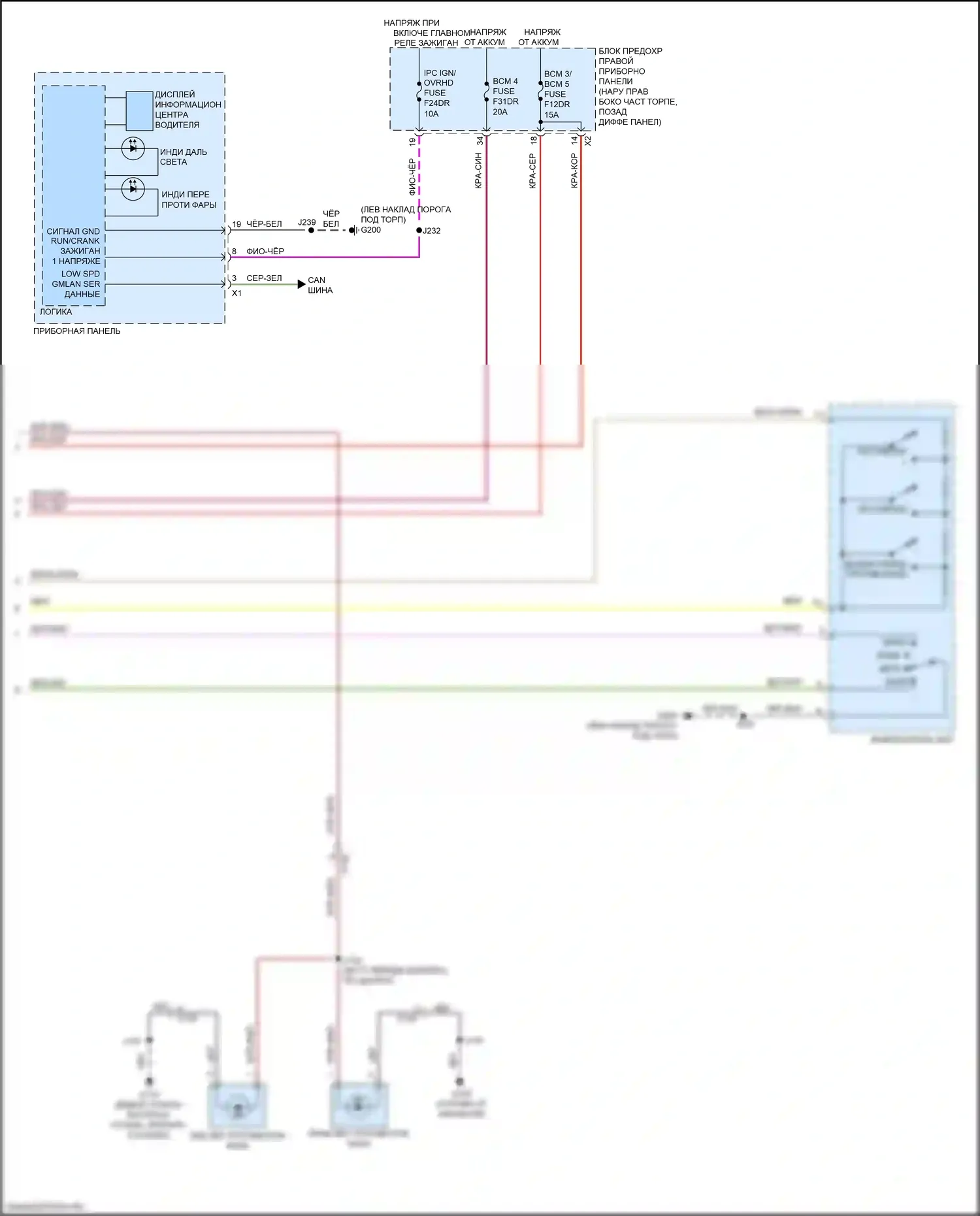 Silverado Chevrolet T1XX (2019-2022): Электросхема фар, без светодиодных фар (2 из 2) 