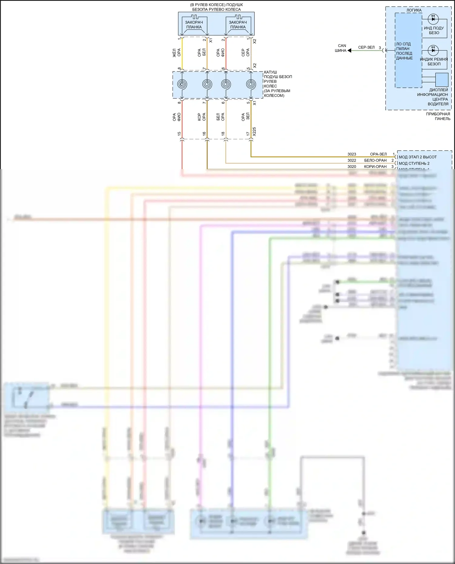 Silverado Chevrolet T1XX (2019-2022): Электросхема подушек безопасности (3 из 3) 