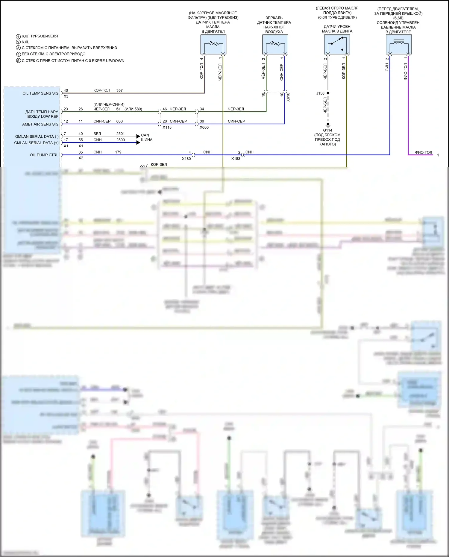 Silverado Chevrolet T1XX (2019-2022): Электросхема приборной панели (2 из 3) 