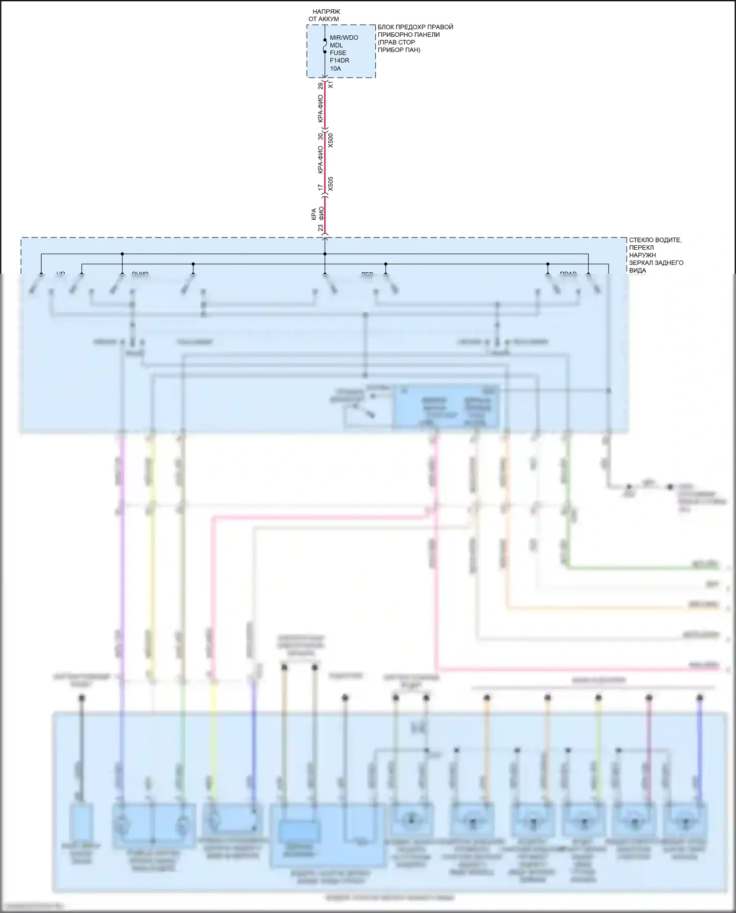 Silverado Chevrolet T1XX (2019-2022): Управление зеркалами заднего вида электросхема (1 из 2) 