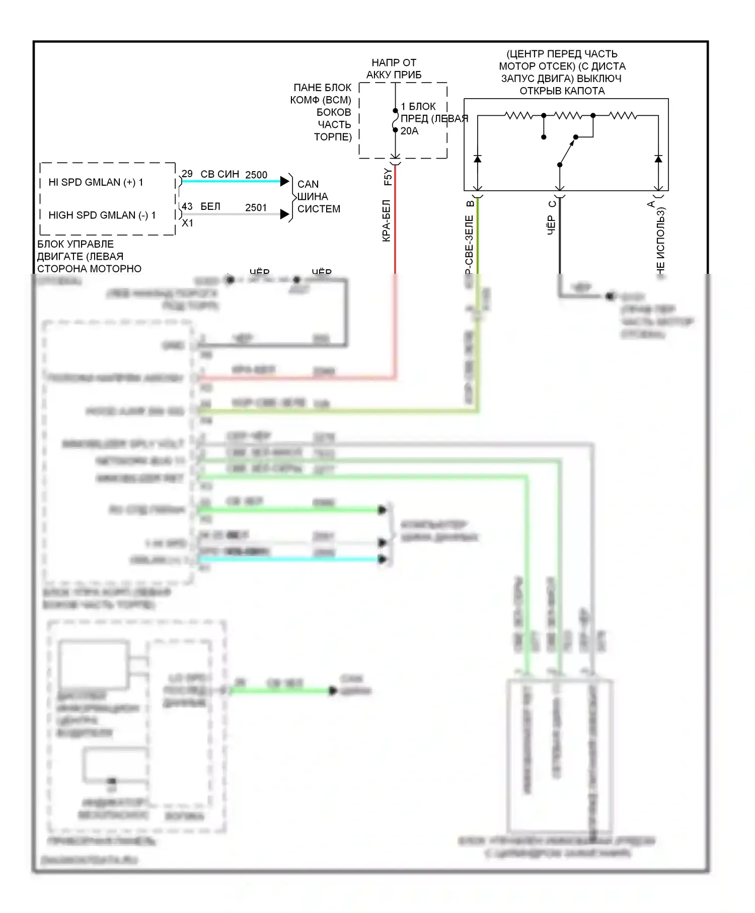 Sonic Chevrolet I (2011-2016): Электросхема пассажирского ключа 