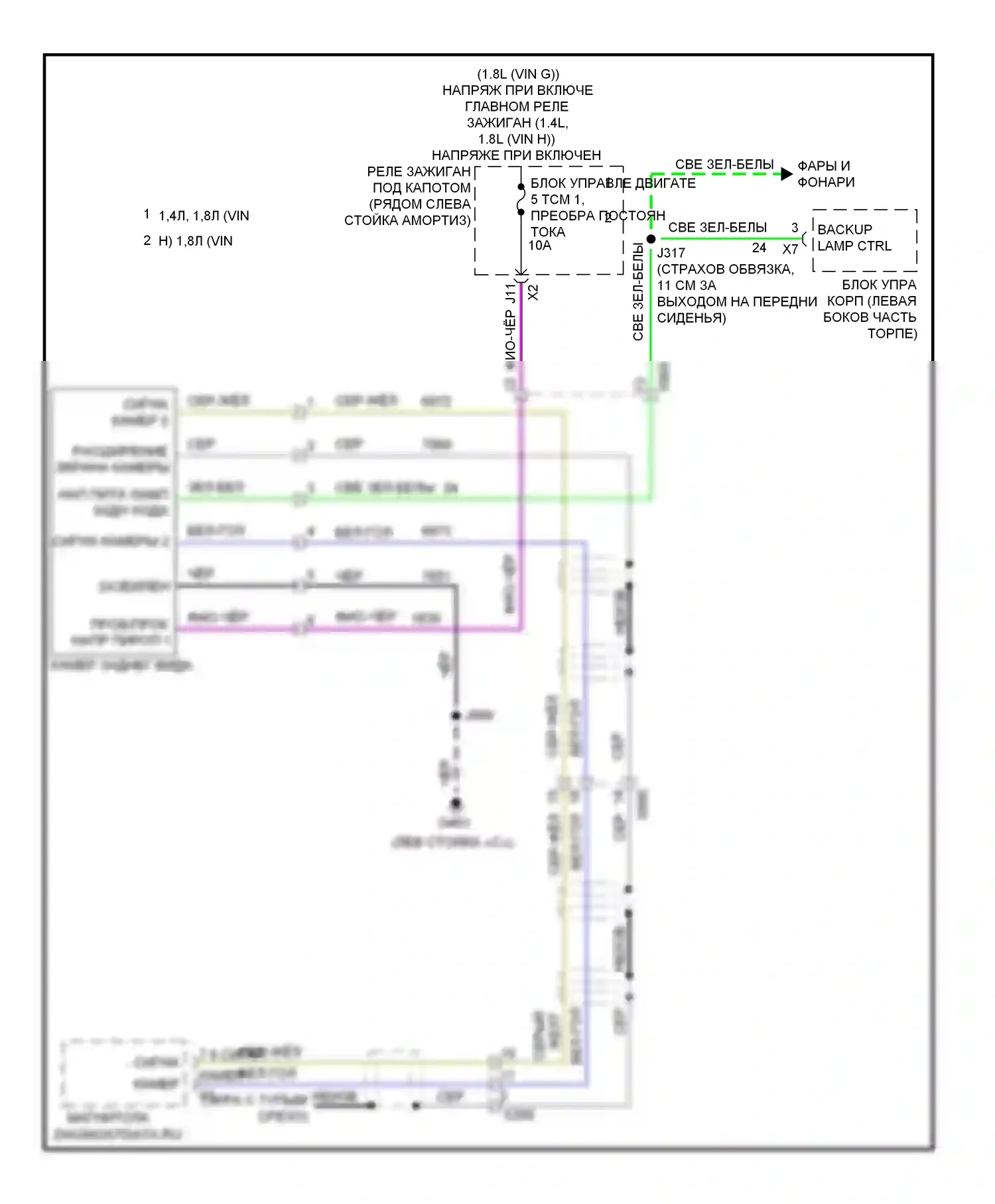 Sonic Chevrolet I (2011-2016): Электросхема камеры заднего вида 