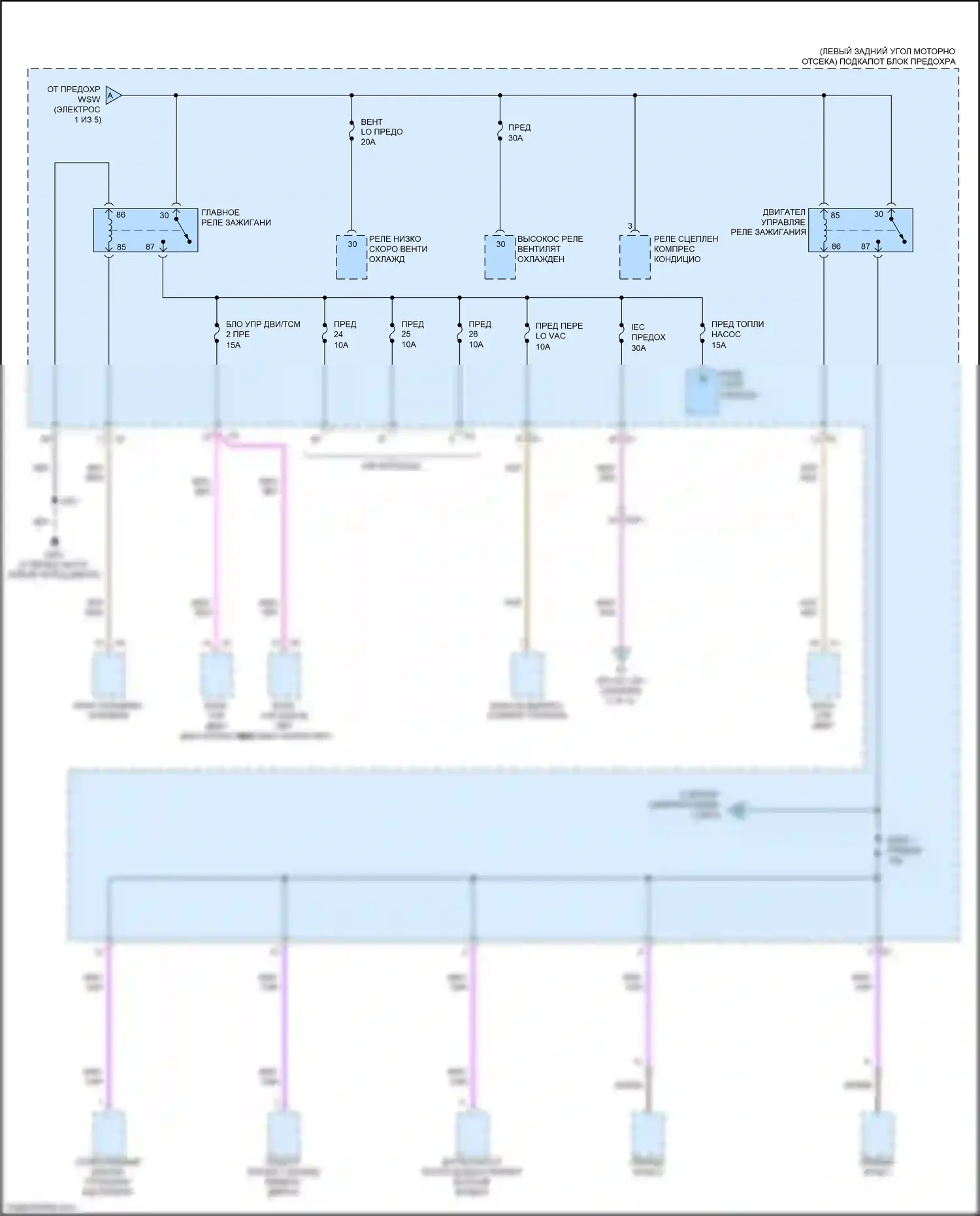 Spark Chevrolet M300 рестайлинг (2016-2024): Электросхема блока предохранителей реле (3 из 5) 
