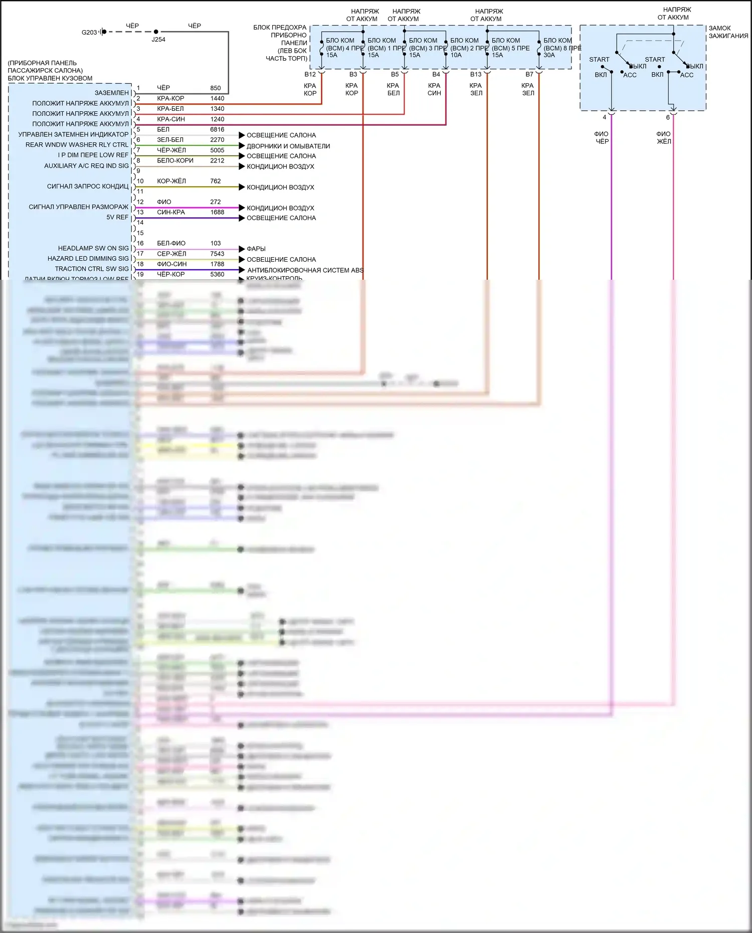 Spark Chevrolet M300 рестайлинг (2016-2024): Электросхема блоков управления кузовом (1 из 2) 