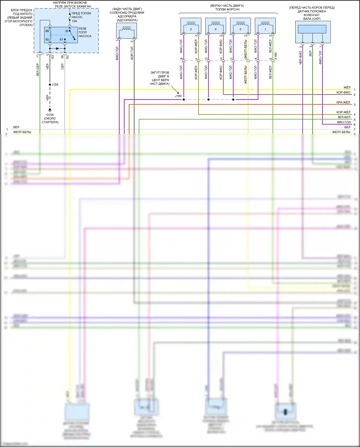 Spark Chevrolet M300 рестайлинг (2016-2024): Электросхема двигателя 1.2l vin 9, ручная коробка передач (3 из 4) 