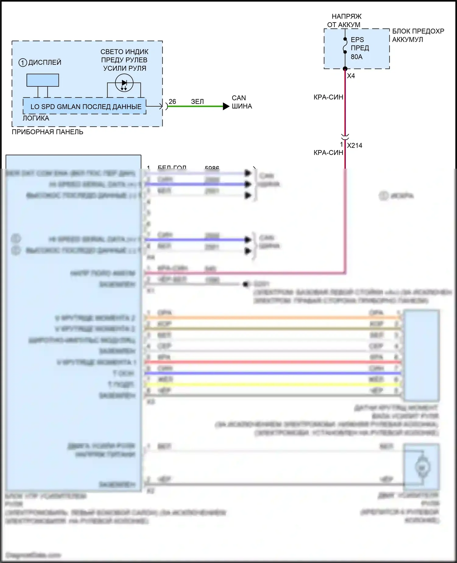 Spark Chevrolet M300 рестайлинг (2016-2024): Электросхема электроусилителя руля 