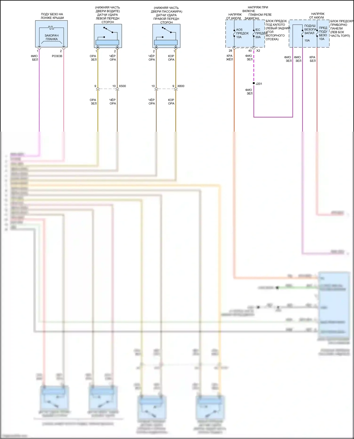 Spark Chevrolet M300 рестайлинг (2016-2024): Электросхема подушек безопасности (2 из 3) 