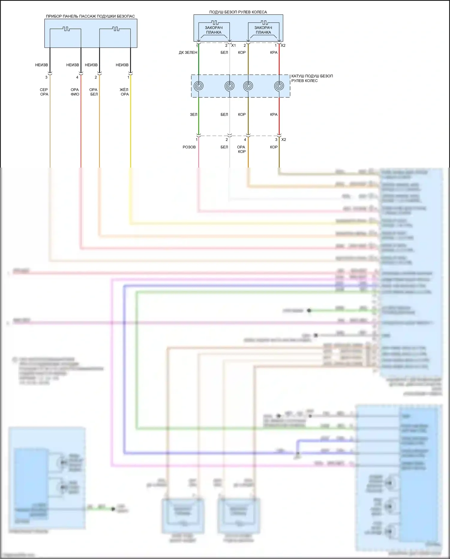 Spark Chevrolet M300 рестайлинг (2016-2024): Электросхема подушек безопасности (3 из 3) 