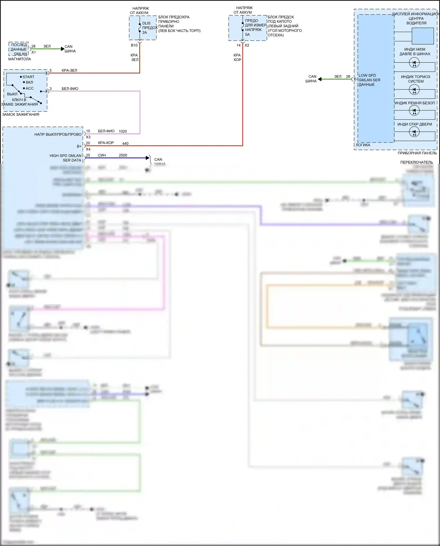 Spark Chevrolet M300 рестайлинг (2016-2024): Электросхема помощников водителя 