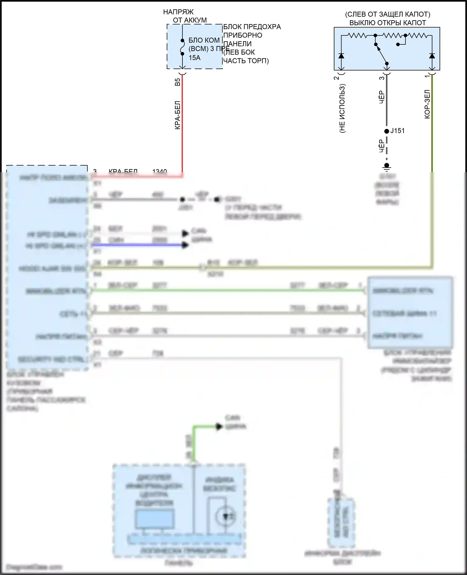 Spark Chevrolet M300 рестайлинг (2016-2024): Электросхема пассажирского ключа 