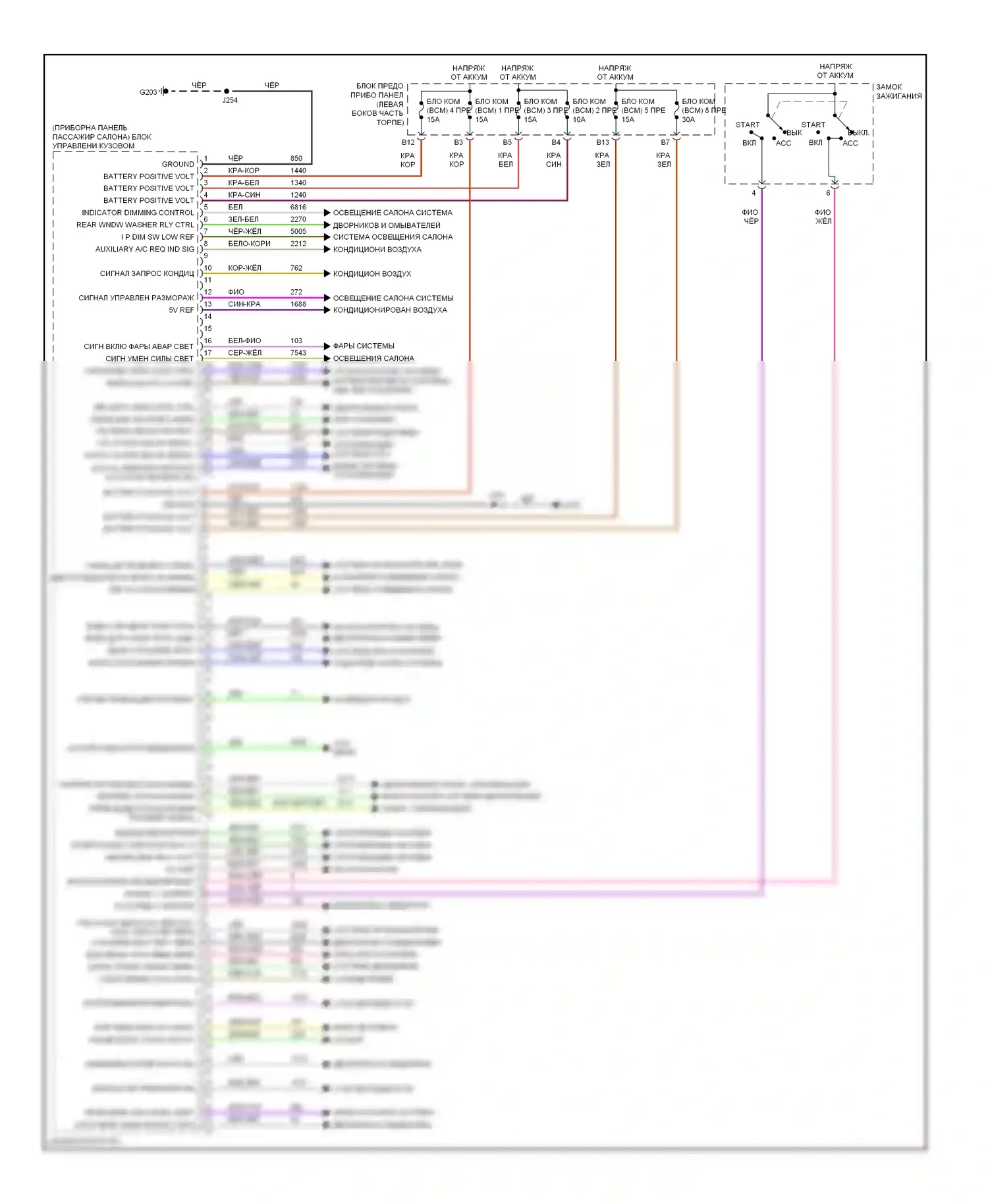 Spark Chevrolet M300 (2009-2016): Электросхема блоков управления кузовом (1 из 2) 