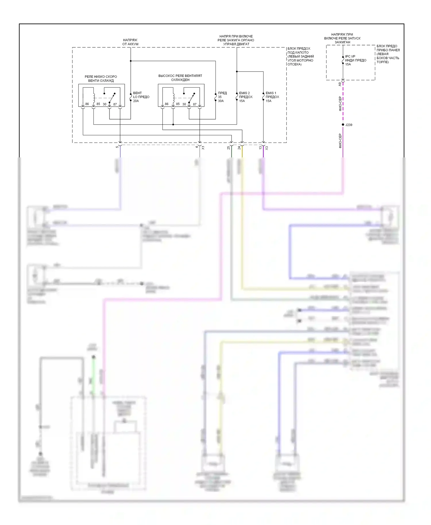 Spark Chevrolet M300 (2009-2016): Электросхема вентилятора охлаждения 