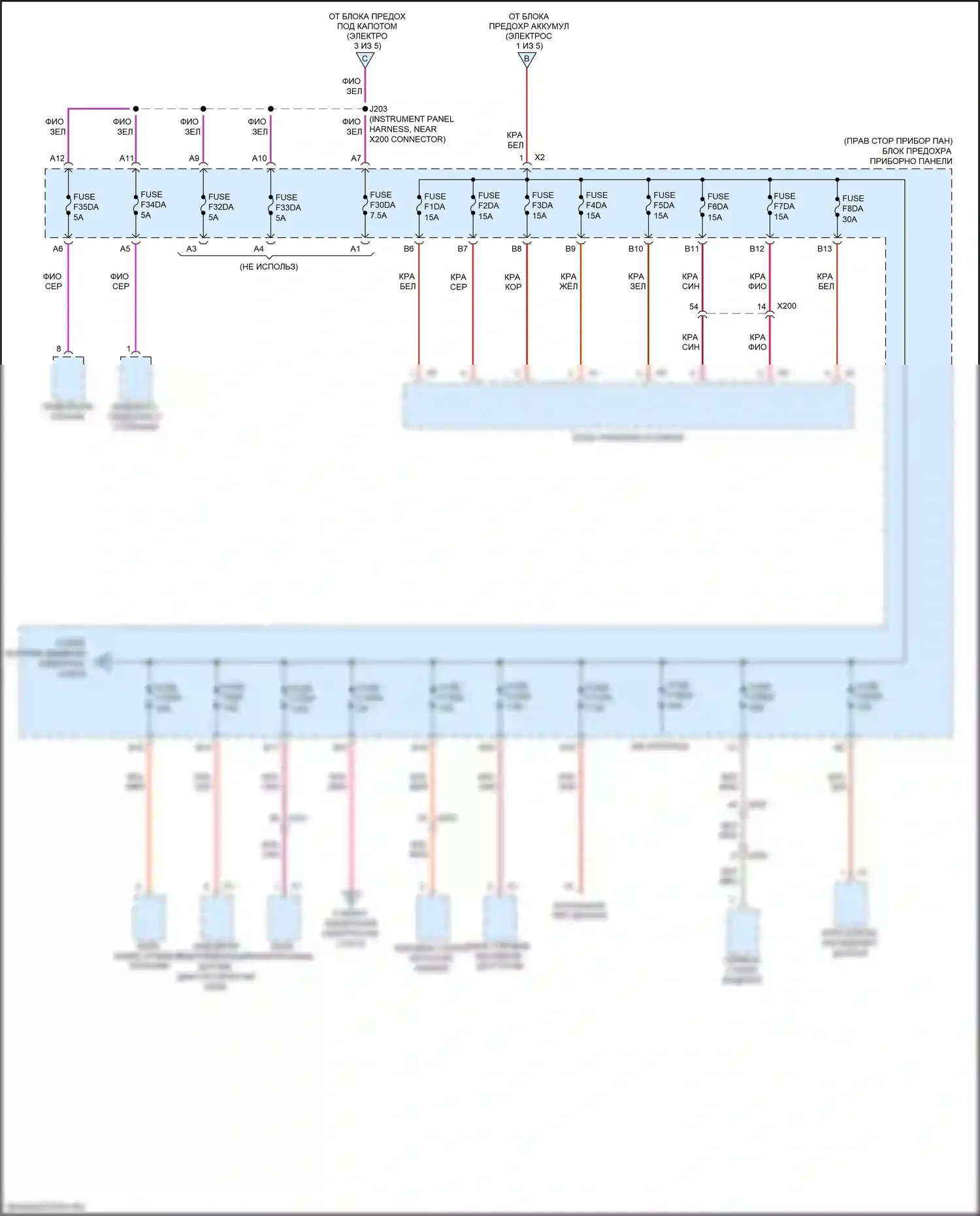 Spark Chevrolet M400 рестайлинг (2018-2024): Электросхема блока предохранителей реле (5 из 5) 