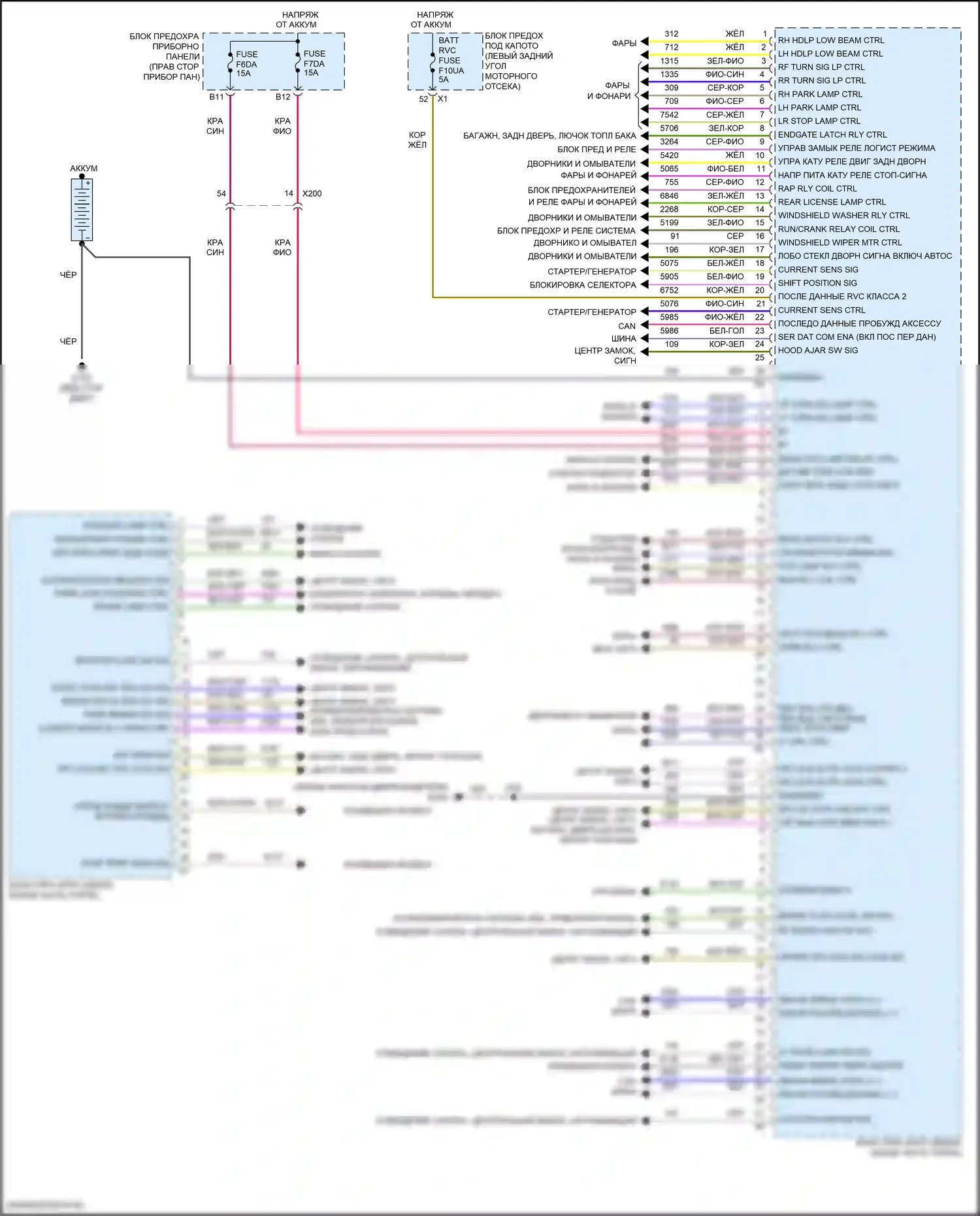 Spark Chevrolet M400 рестайлинг (2018-2024): Электросхема блоков управления кузовом (2 из 2) 
