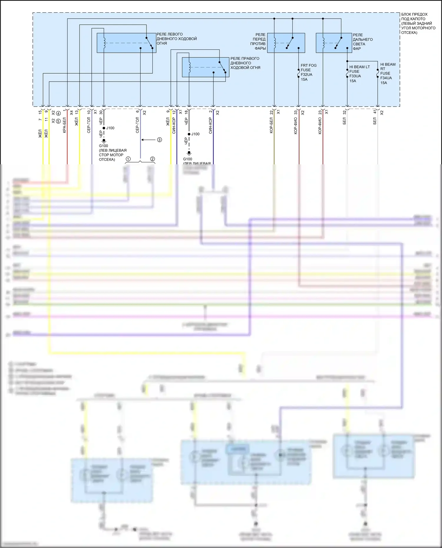 Spark Chevrolet M400 рестайлинг (2018-2024): Электросхема фар (2 из 3) 