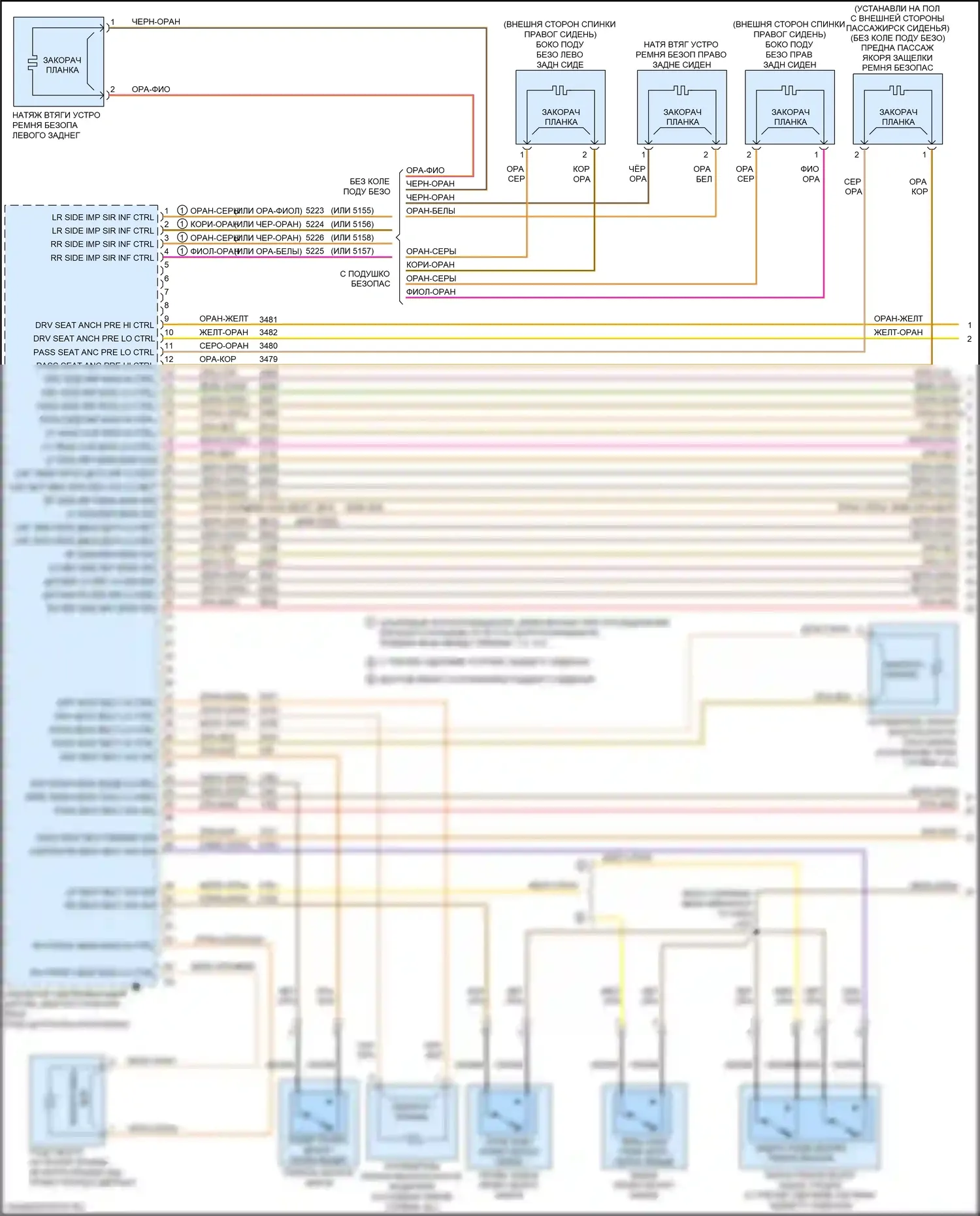 Spark Chevrolet M400 рестайлинг (2018-2024): Электросхема подушек безопасности (1 из 3) 