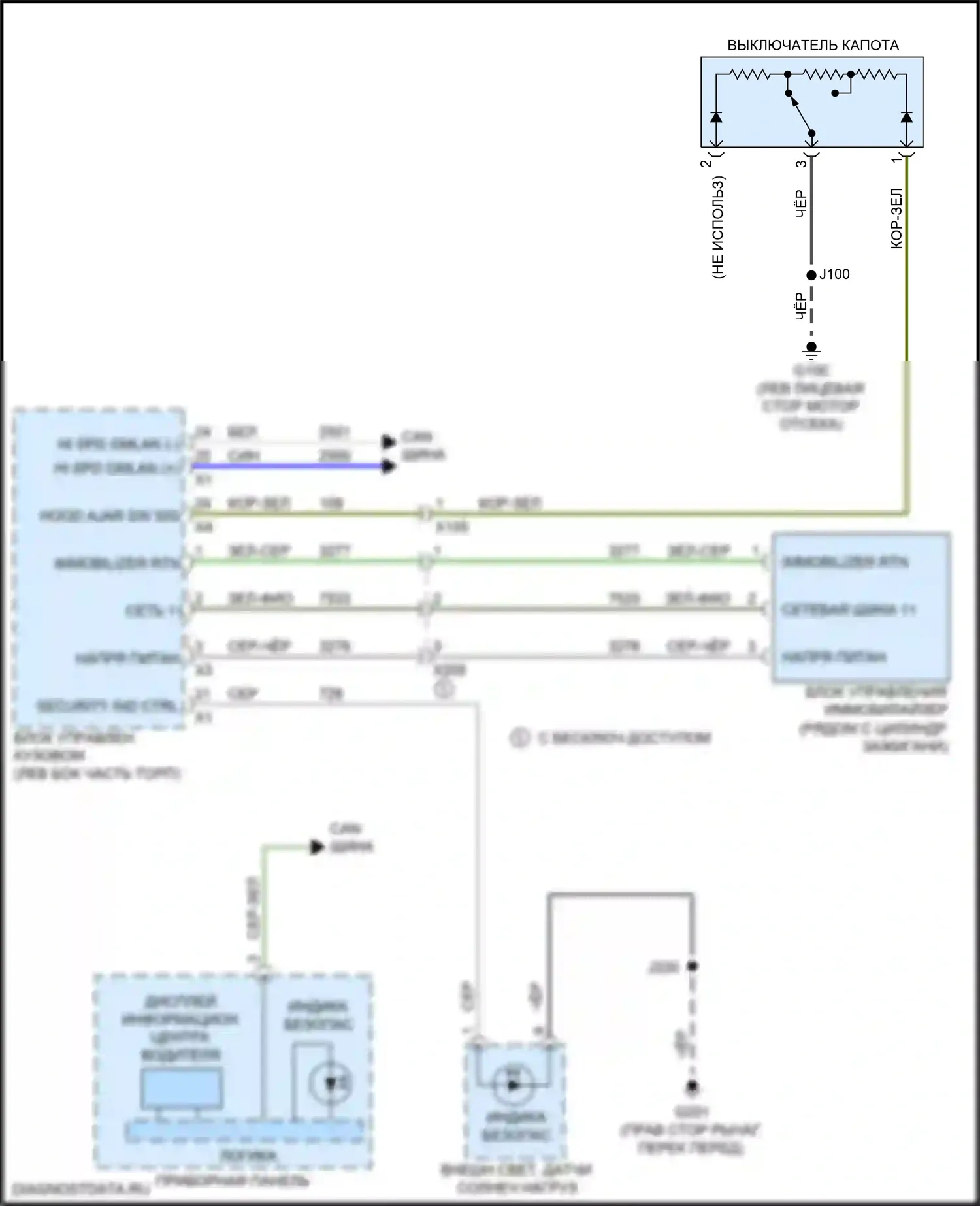Spark Chevrolet M400 рестайлинг (2018-2024): Электросхема пассажирского ключа 