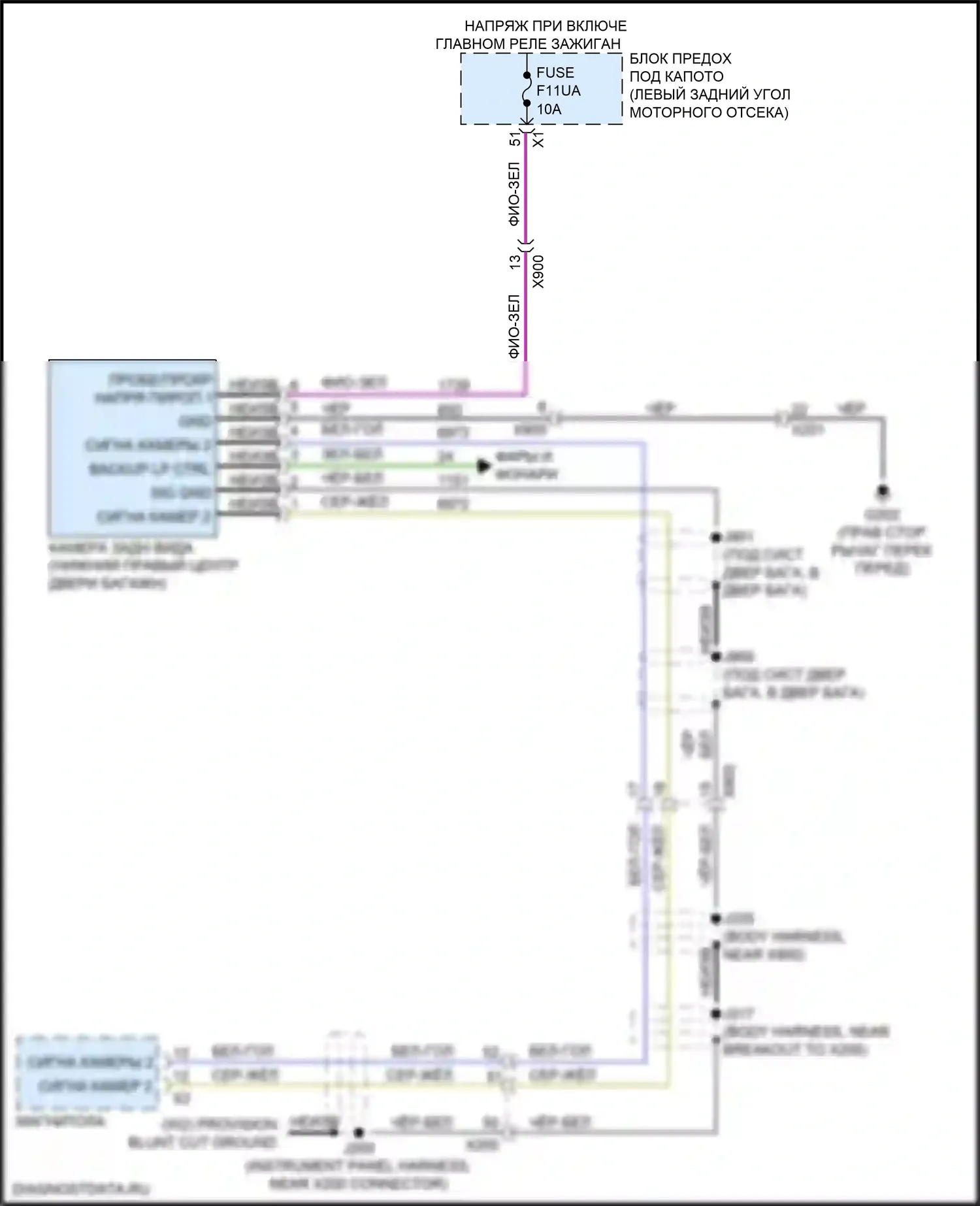 Spark Chevrolet M400 рестайлинг (2018-2024): Электросхема камеры заднего вида 