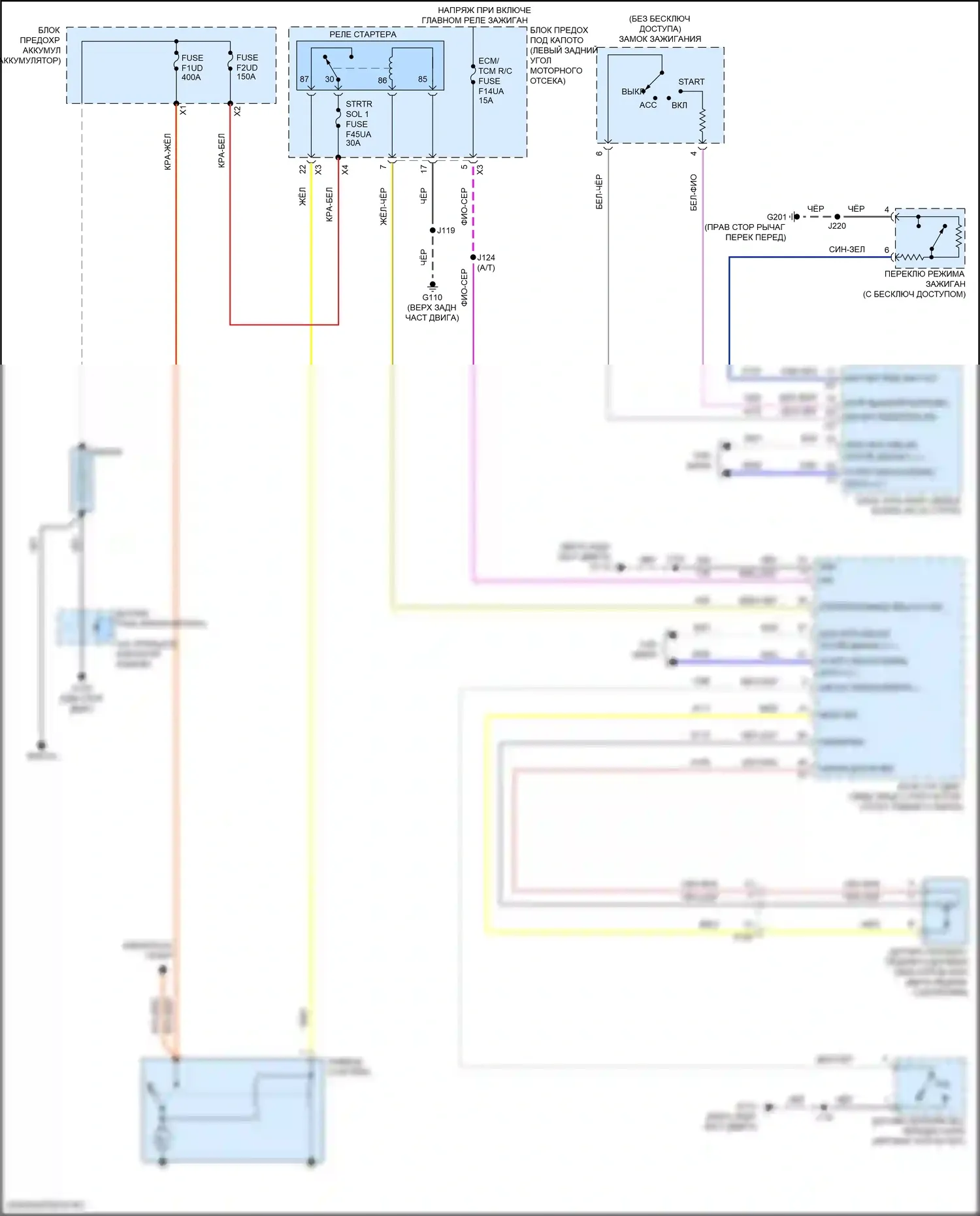Spark Chevrolet M400 рестайлинг (2018-2024): Электросхема стартера 