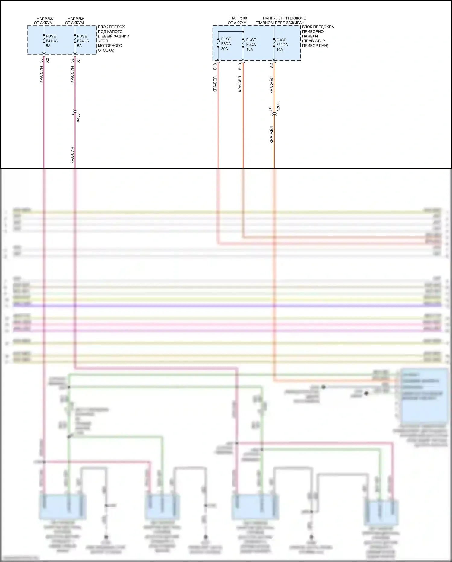Spark Chevrolet M400 рестайлинг (2018-2024): Электросхема центрального замка, с пассивным бесключевым доступом (3 из 4) 