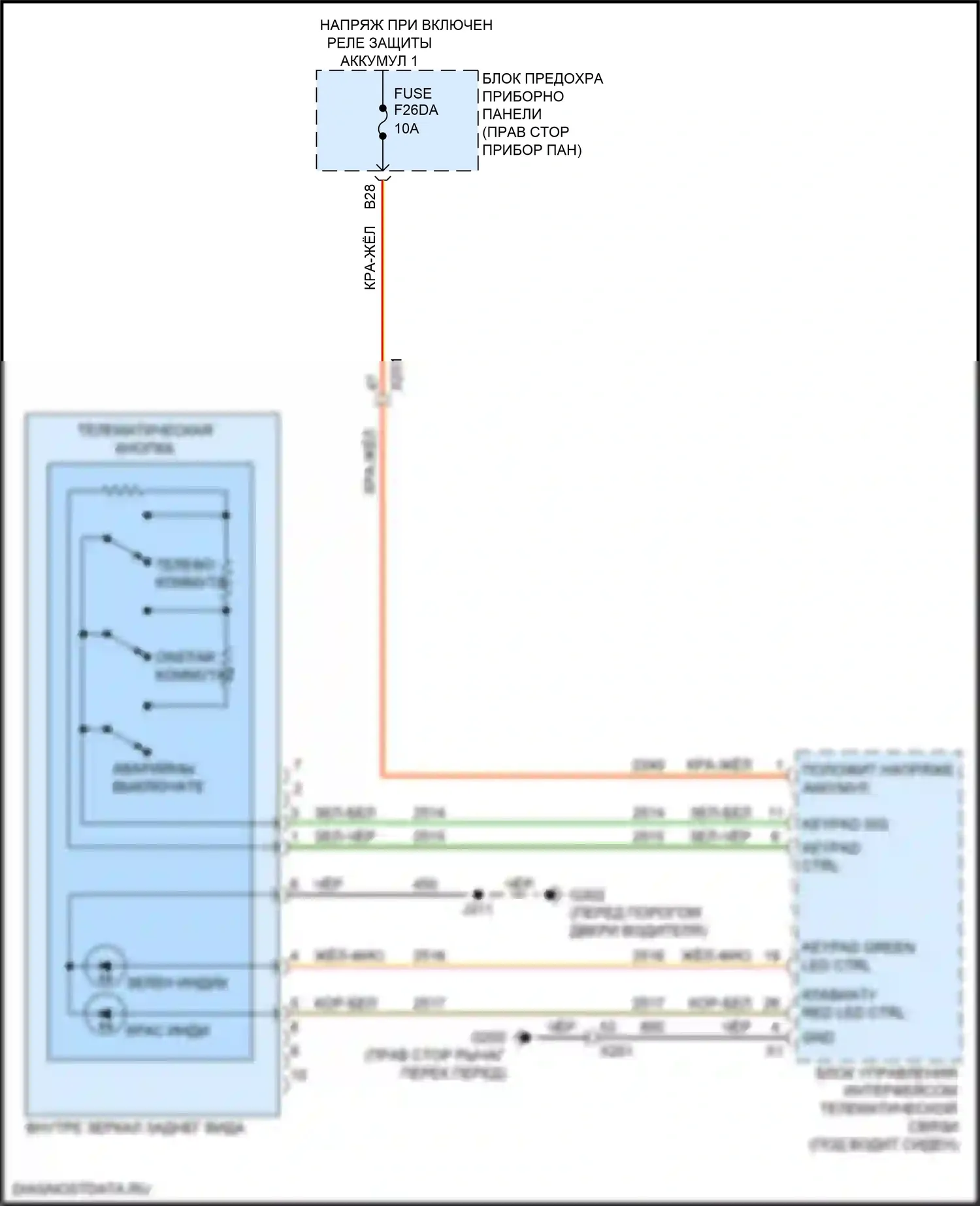 Spark Chevrolet M400 рестайлинг (2018-2024): Электросхема электрохромного зеркала 