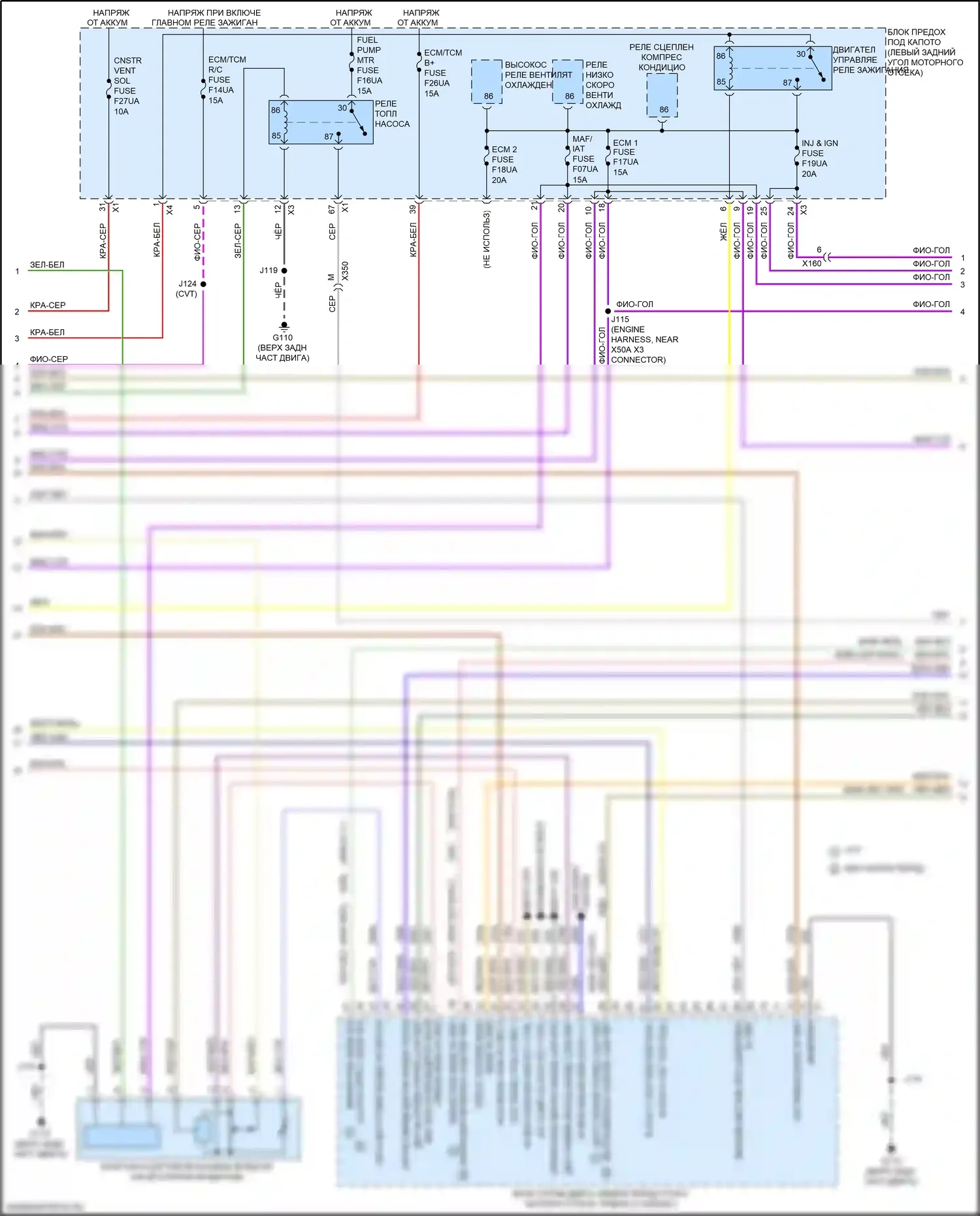Spark Chevrolet M400 (2015-2024): Электросхема двигателя 1.4l vin a (2 из 5) 