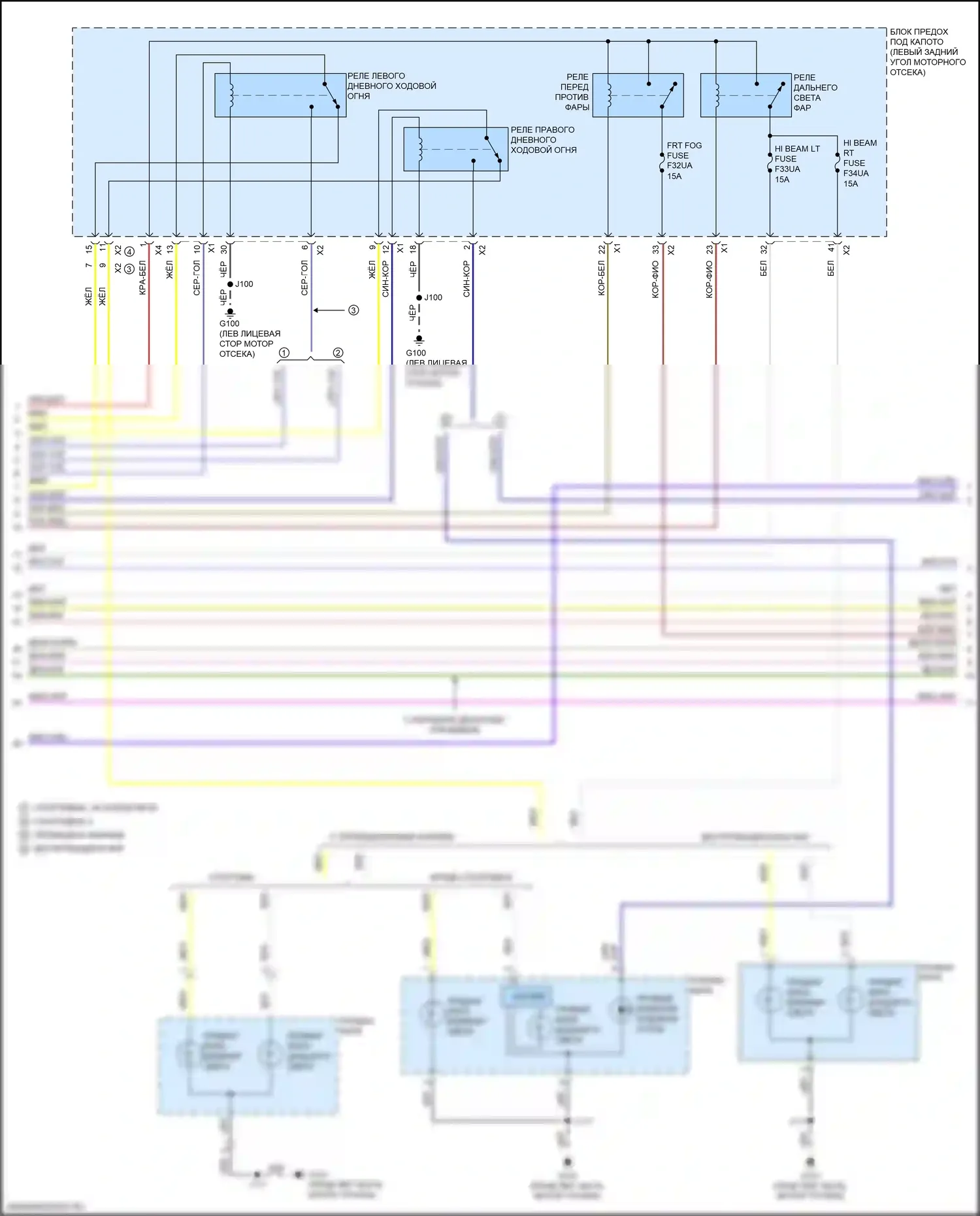 Spark Chevrolet M400 (2015-2024): Электросхема фар (2 из 3) 