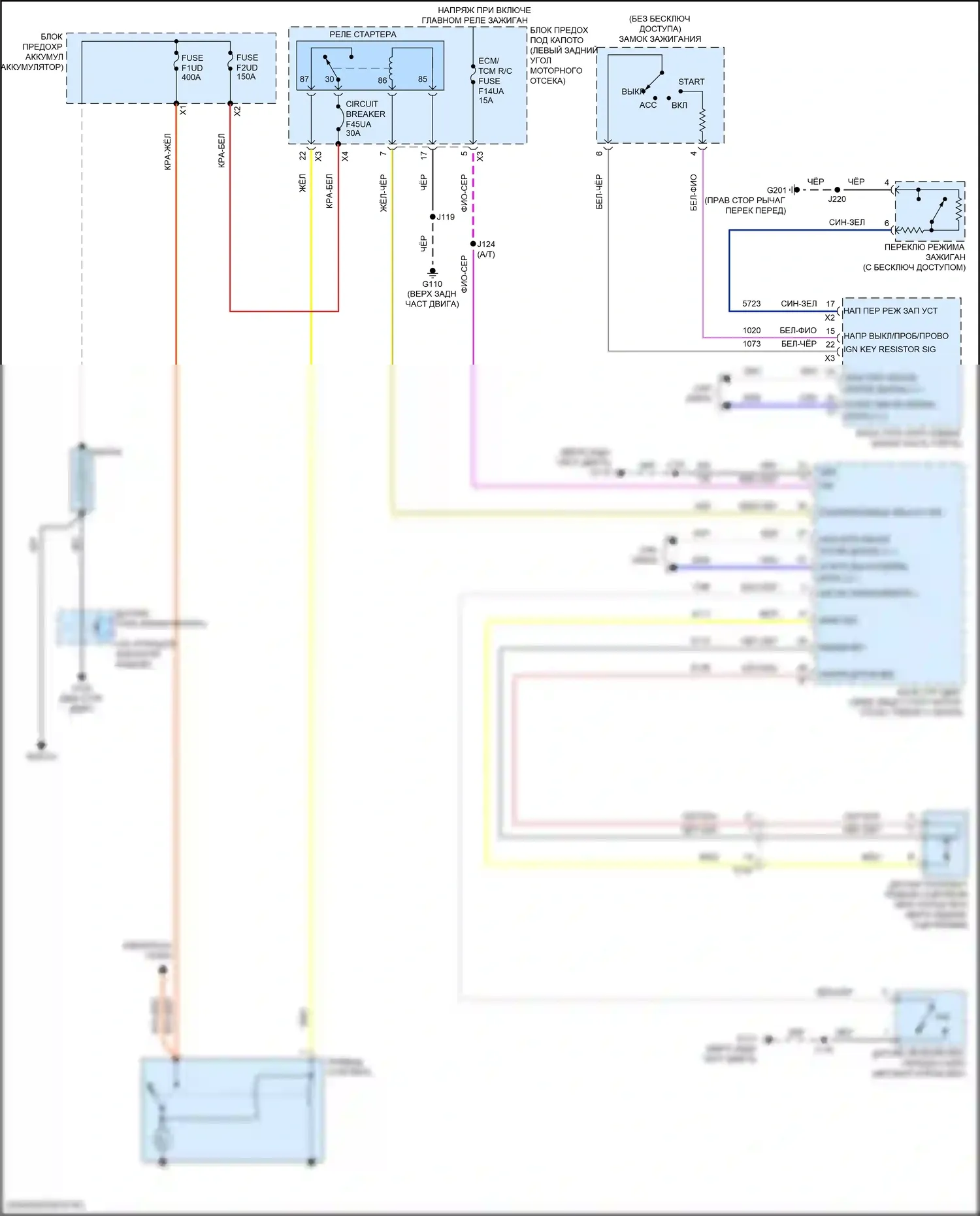 Spark Chevrolet M400 (2015-2024): Электросхема стартера 