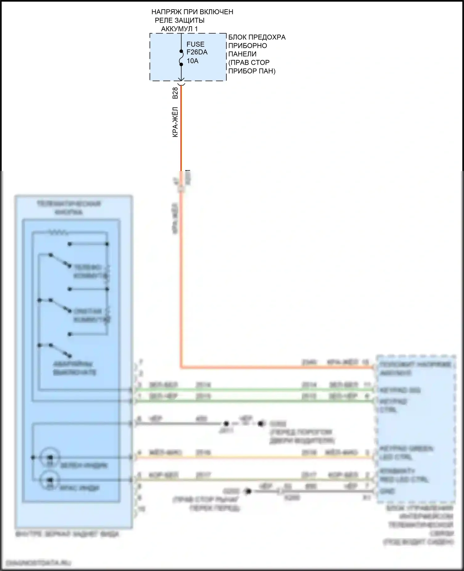 Spark Chevrolet M400 (2015-2024): Электросхема электрохромного зеркала 