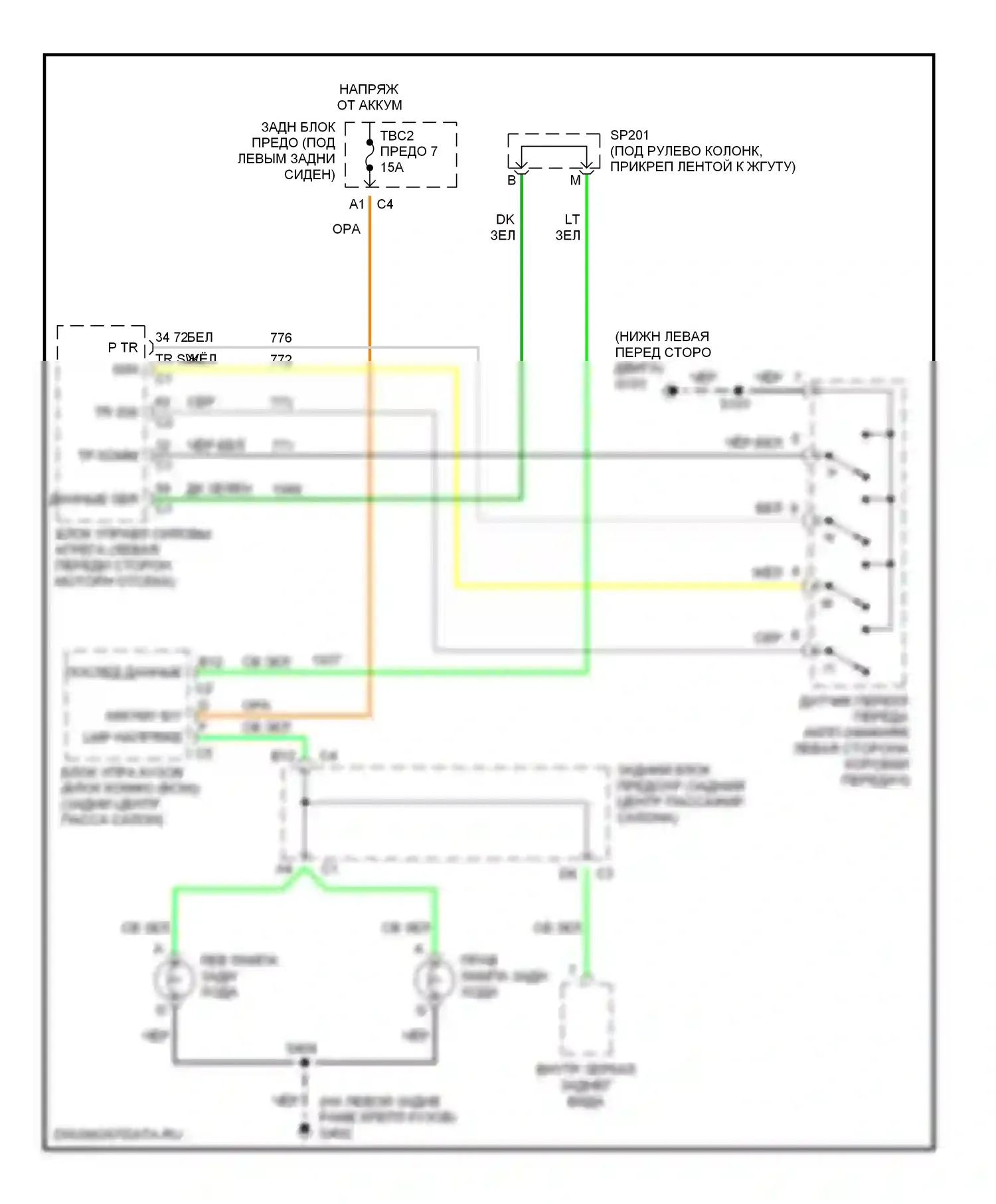 SSR Chevrolet I (2003-2006): Электросхема фонарей заднего хода 